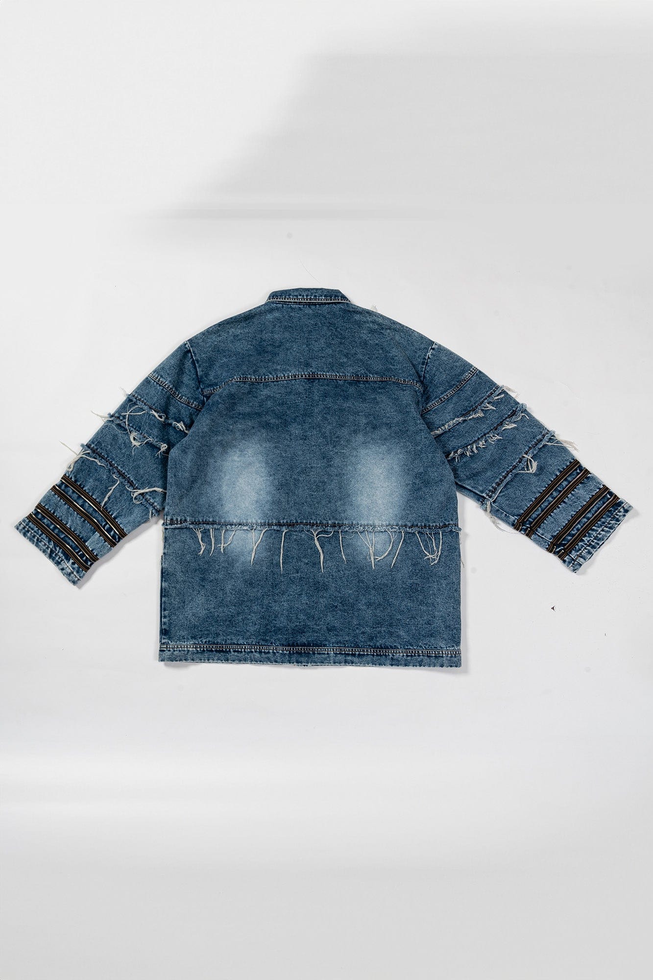 KADAKADA Frayed Layered Patchwork Oversized Denim Jacket