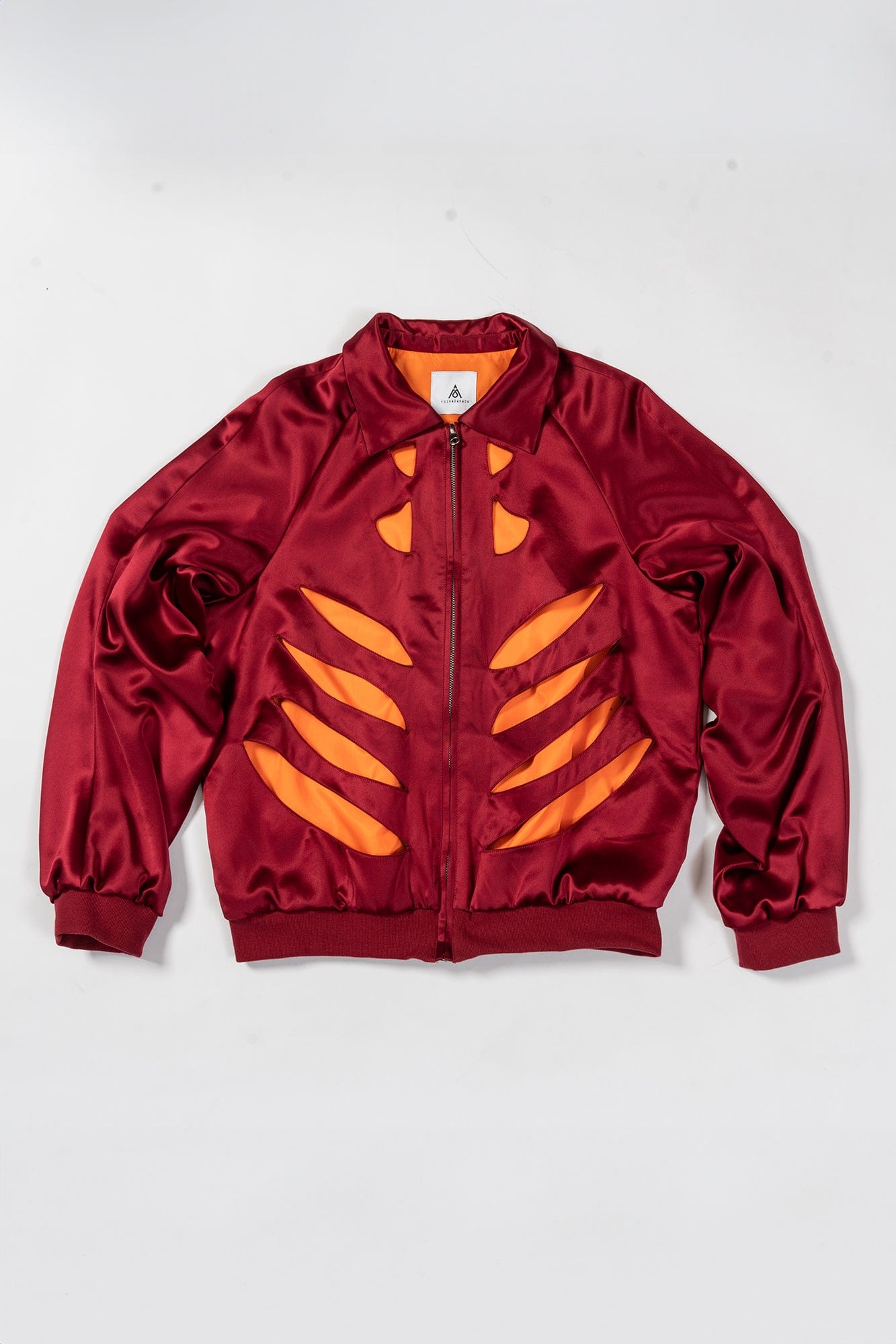 KADAKADA Skeleton Cut-Out Satin Bomber Jacket