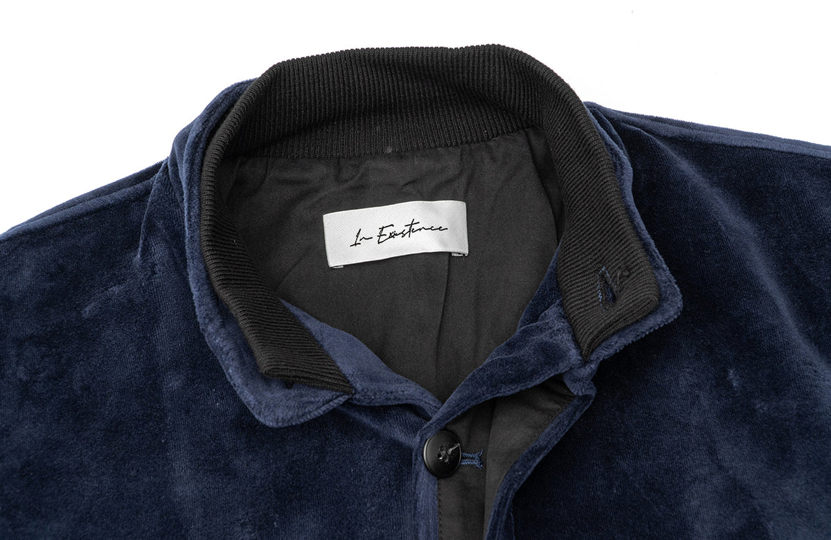 IN EXISTENCE Velvet-Texture Spliced Short Jacket