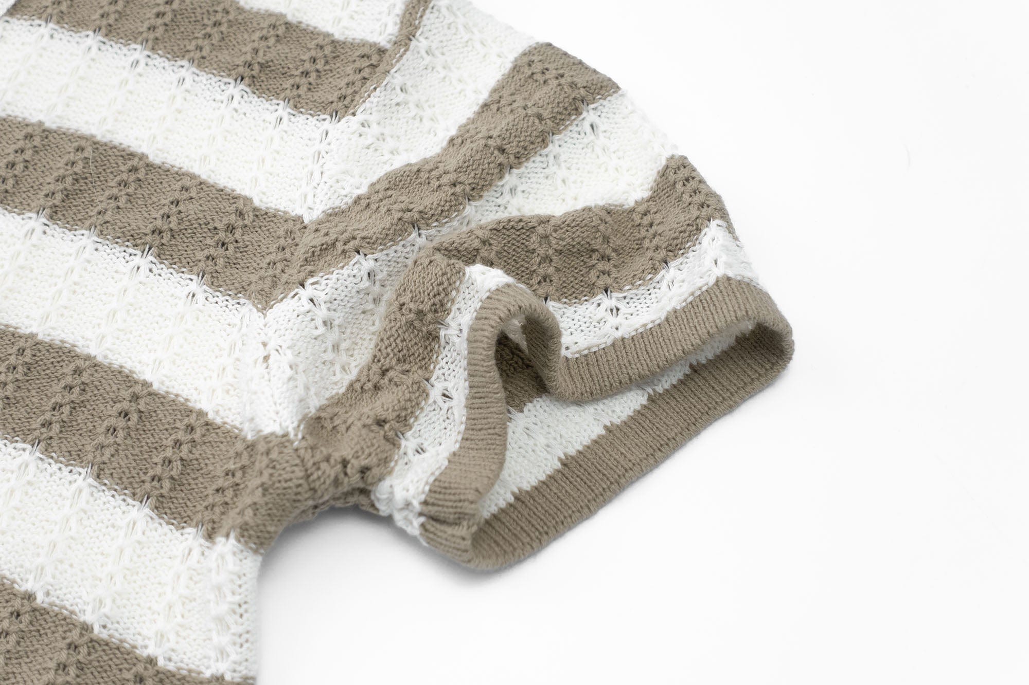 IN EXISTENCE Striped Openwork Jacquard Knitted Polo Cardigan, premium urban and streetwear designers apparel on PROJECTISR.com, IN EXISTENCE