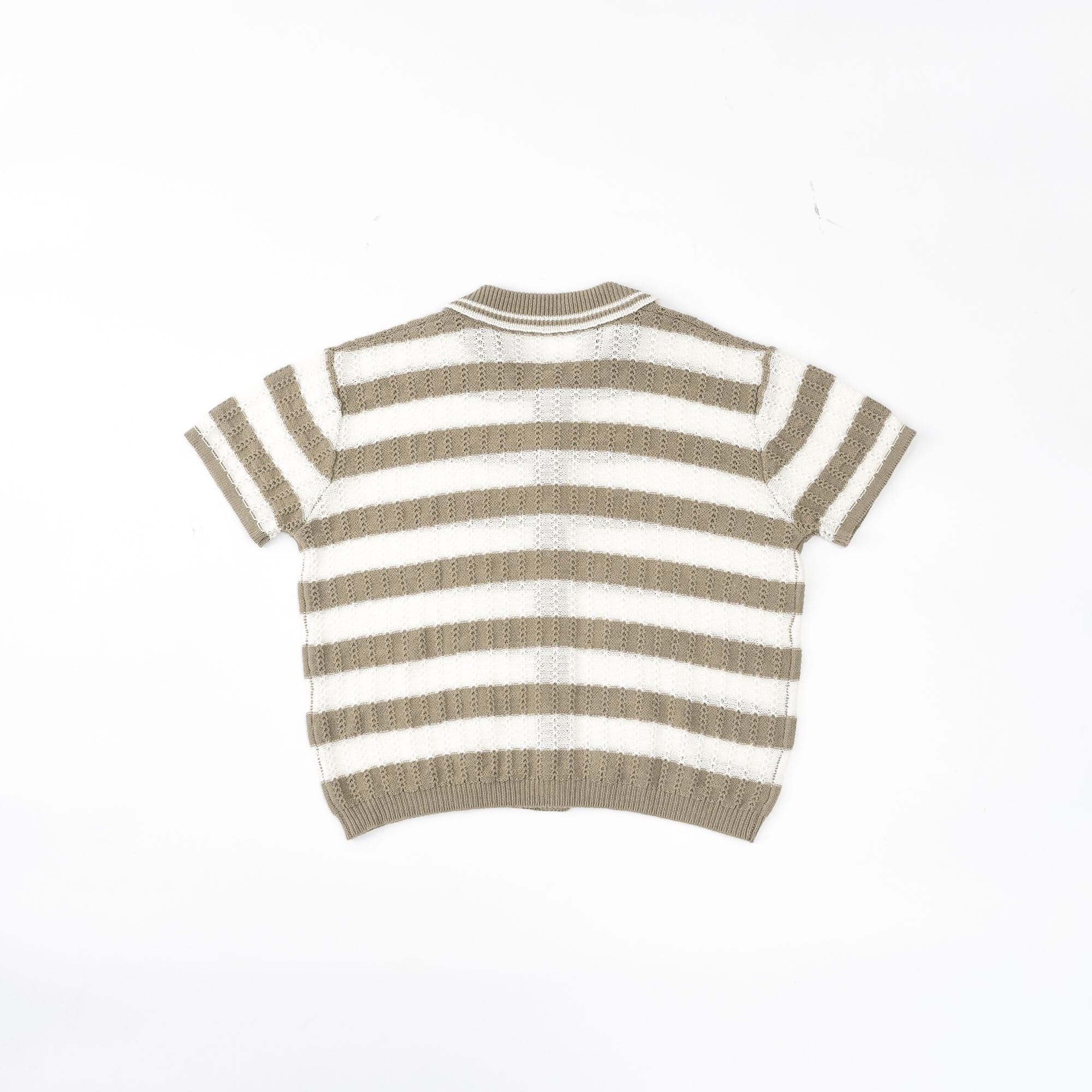 IN EXISTENCE Striped Openwork Jacquard Knitted Polo Cardigan, premium urban and streetwear designers apparel on PROJECTISR.com, IN EXISTENCE