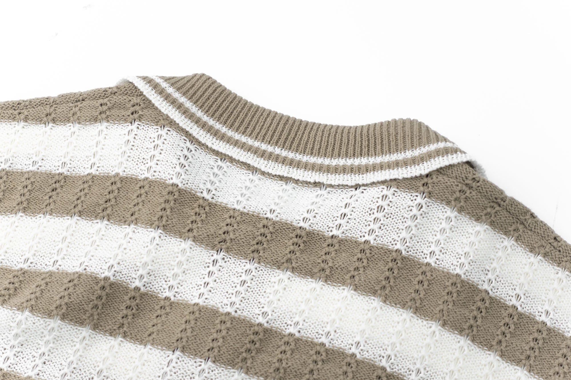 IN EXISTENCE Striped Openwork Jacquard Knitted Polo Cardigan, premium urban and streetwear designers apparel on PROJECTISR.com, IN EXISTENCE
