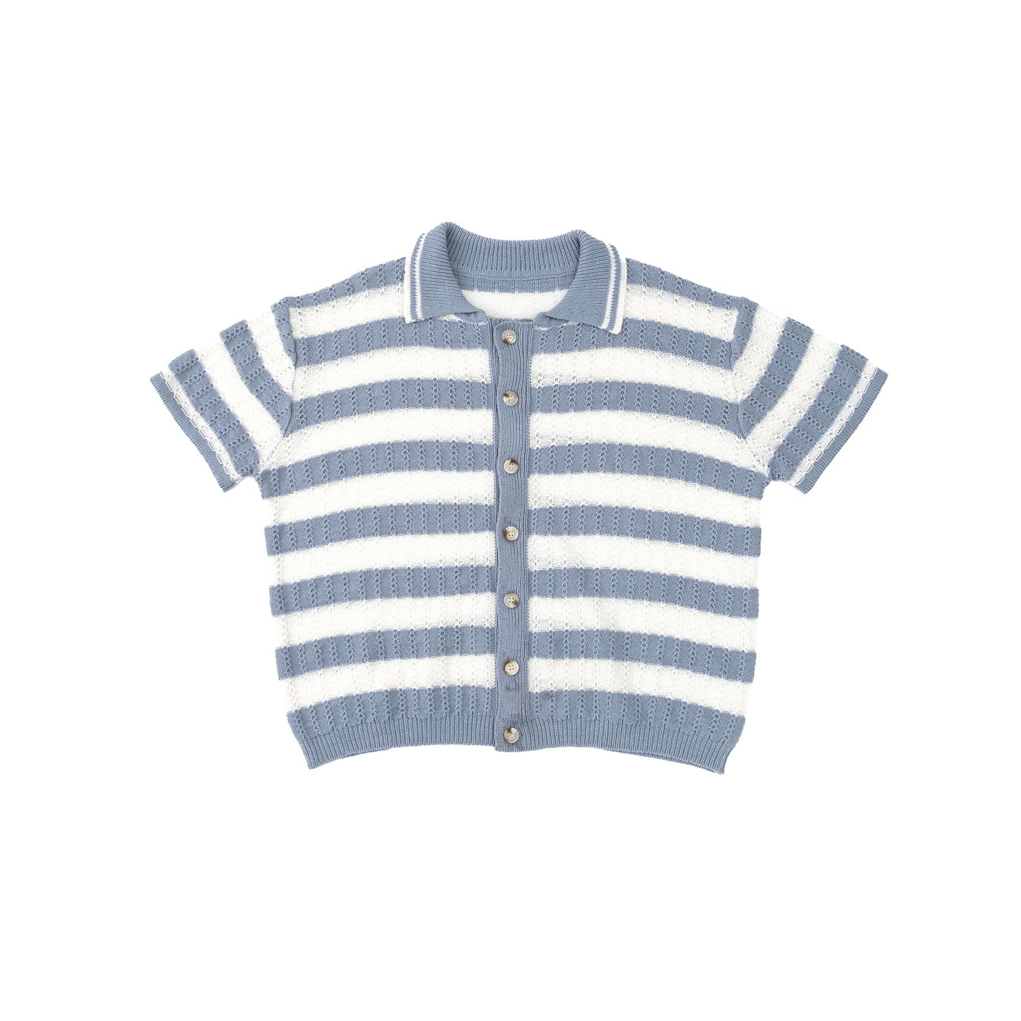 IN EXISTENCE Striped Openwork Jacquard Knitted Polo Cardigan, premium urban and streetwear designers apparel on PROJECTISR.com, IN EXISTENCE