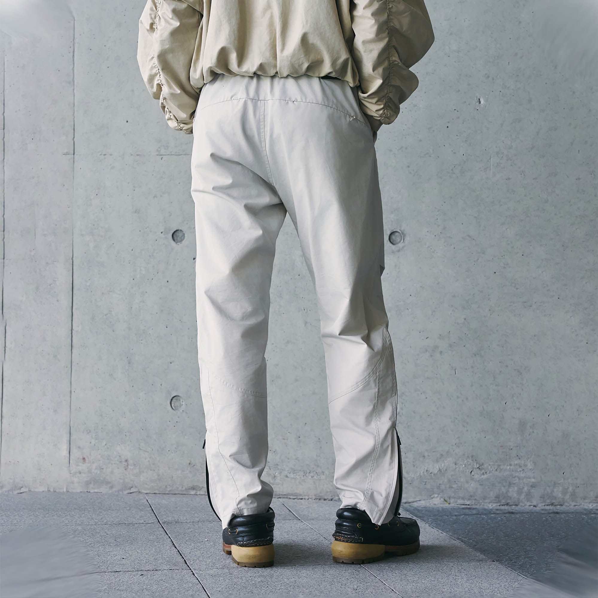 ENSHADOWER Spliced Crinkled Zippered Jogger Pants White, premium urban and streetwear designers apparel on PROJECTISR.com, ENSHADOWER