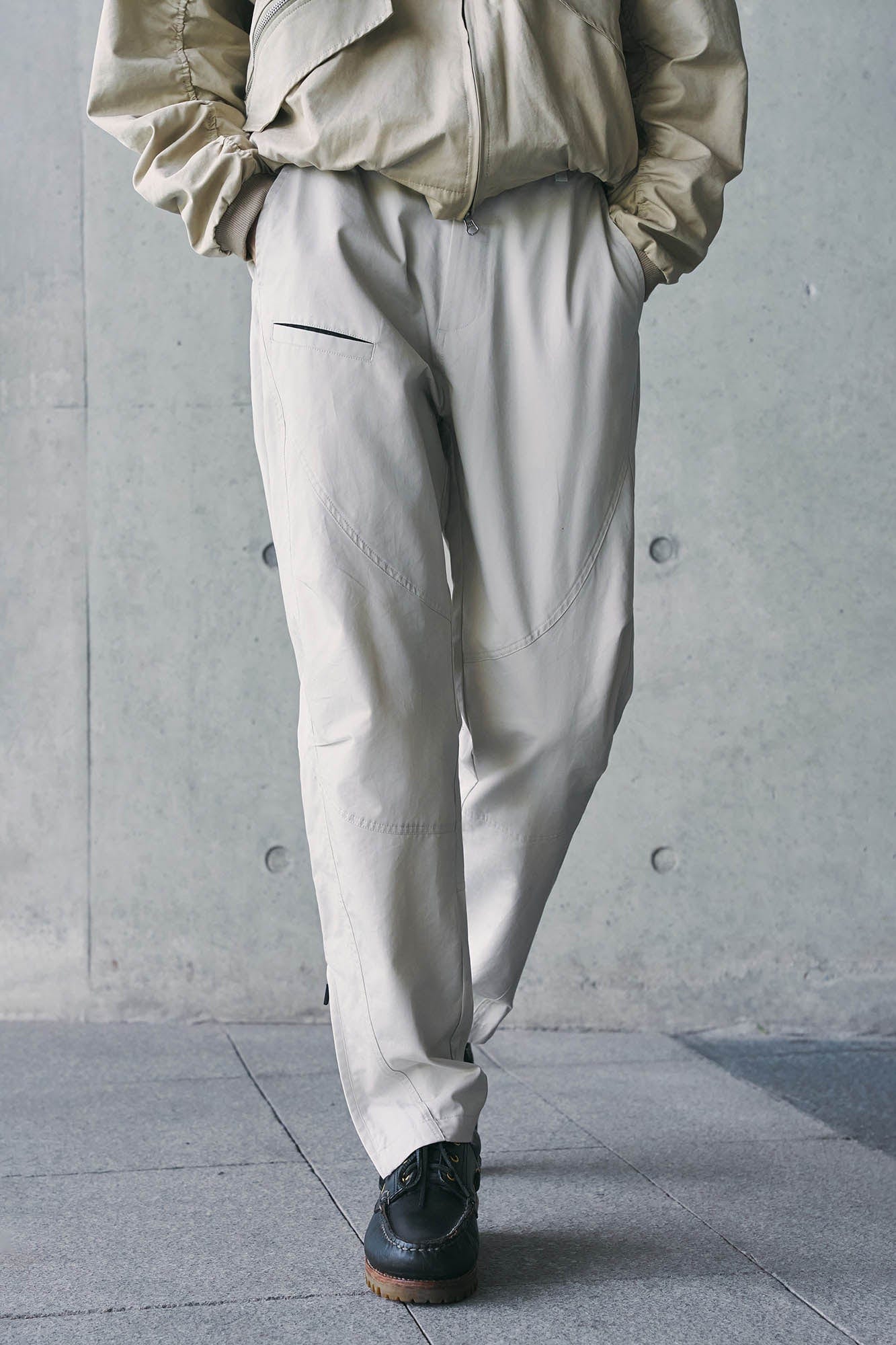 ENSHADOWER Spliced Crinkled Zippered Jogger Pants White, premium urban and streetwear designers apparel on PROJECTISR.com, ENSHADOWER