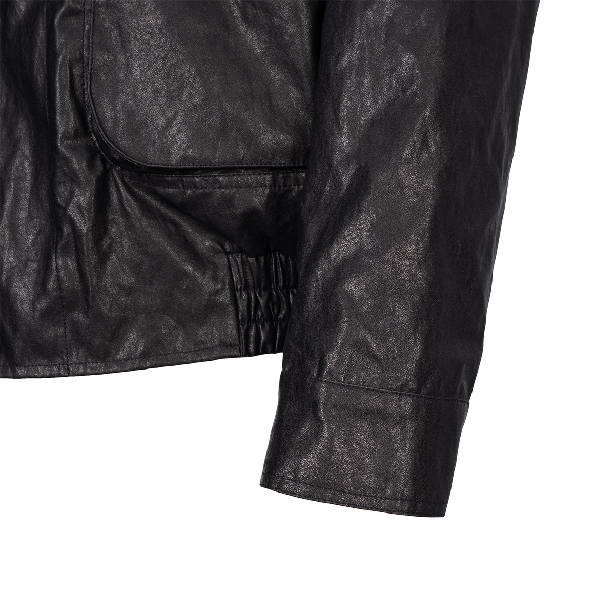 CATSSTAC Retro Spliced Faux Leather Oversized Stand-Collar Jacket