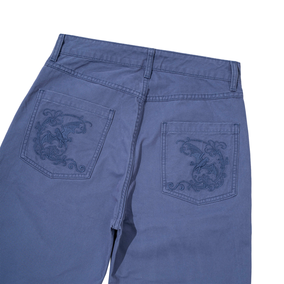 CATSSTAC Retro Embroidered Washed Wide-Leg Jeans