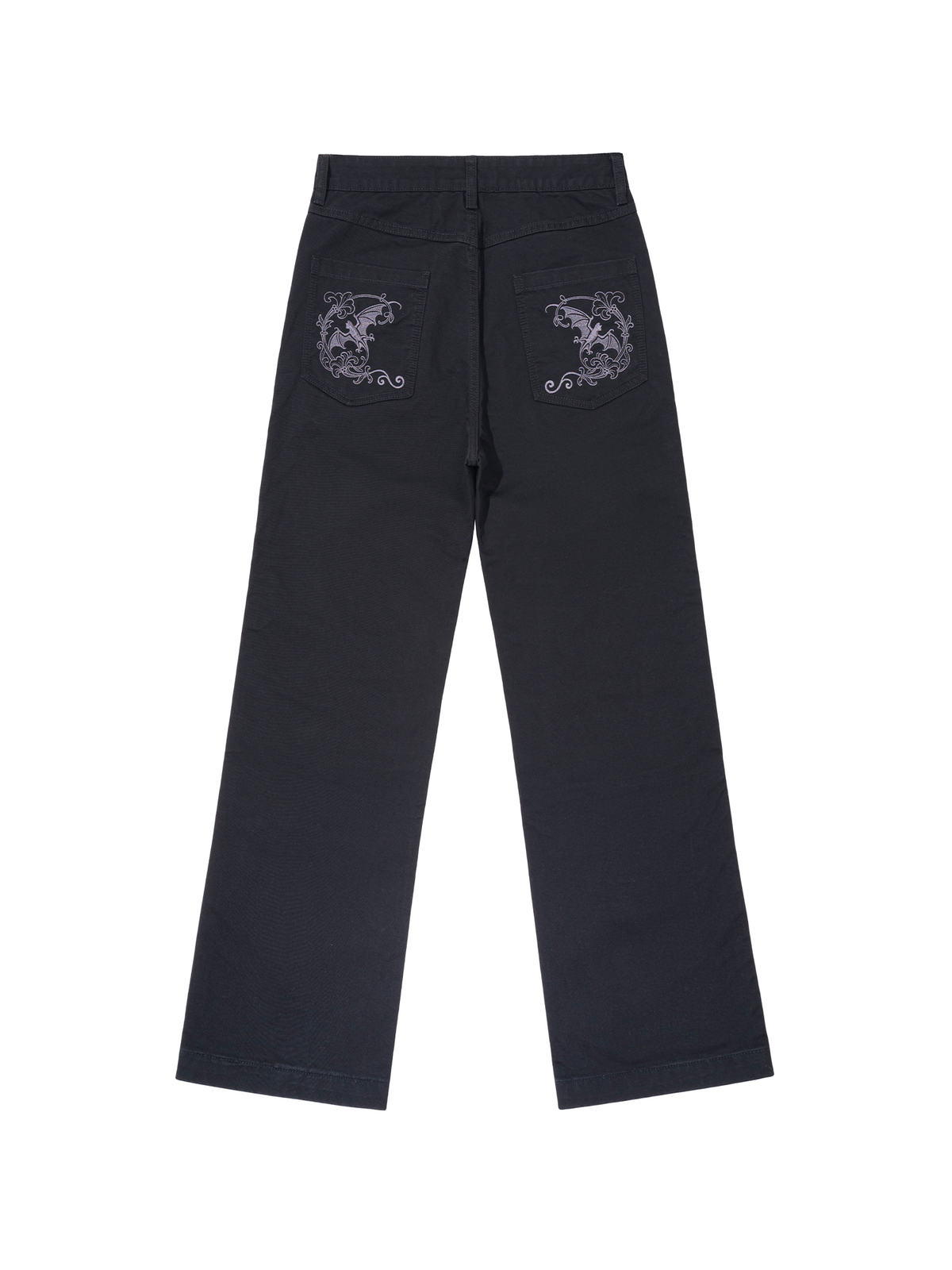 CATSSTAC Retro Embroidered Washed Wide-Leg Jeans