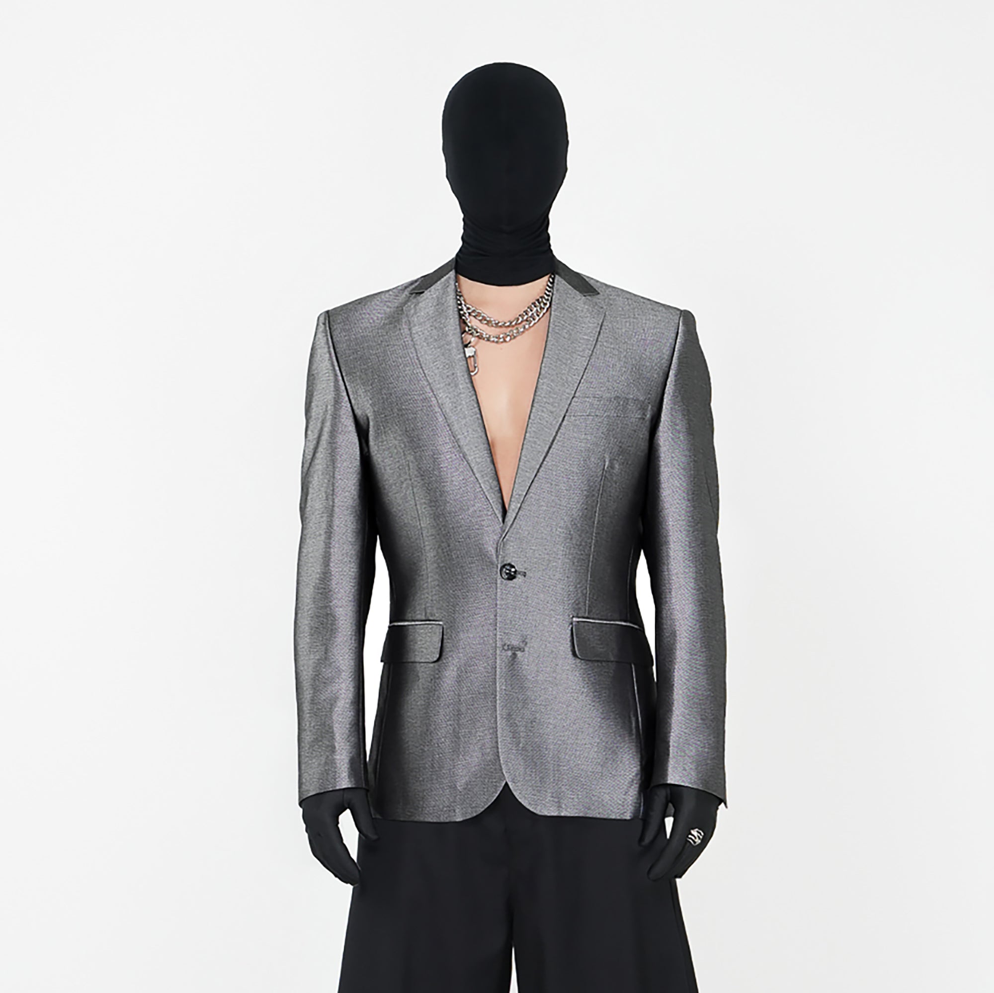 VE2 Metallic Finish Single-Breasted Blazer