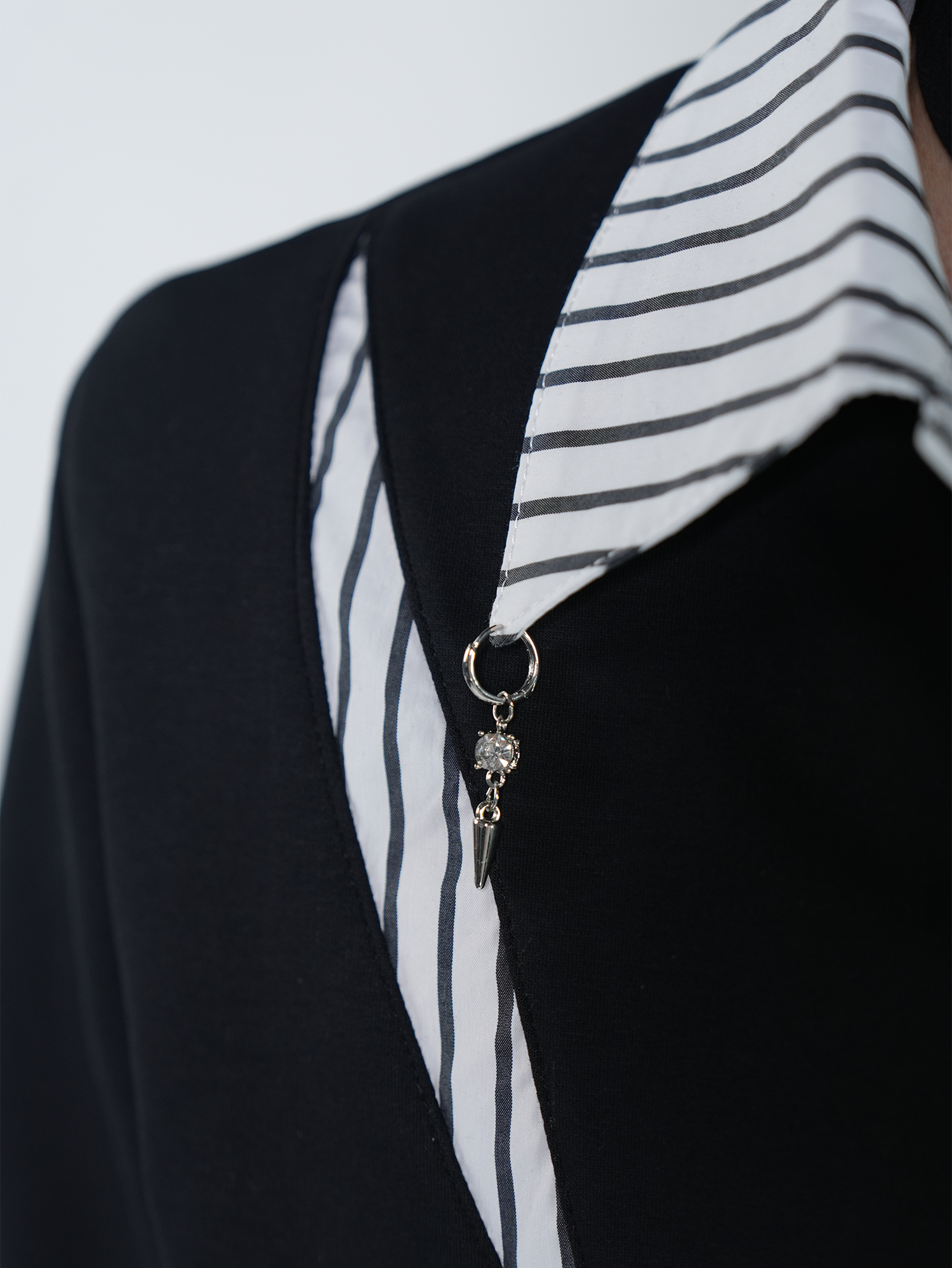 VE2 Deconstructed Striped Spliced Polo Tee