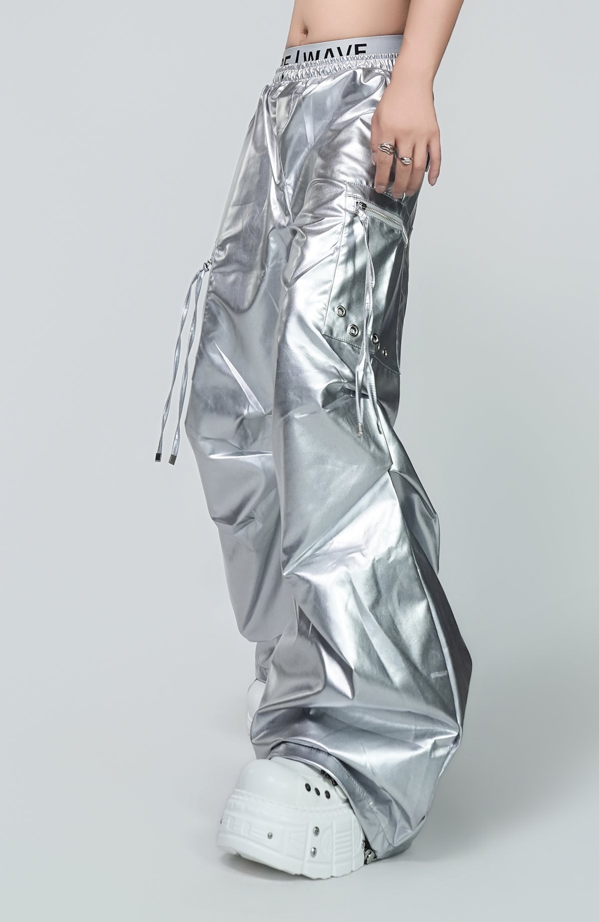 VE2 Metallic Coated Cargo Pants