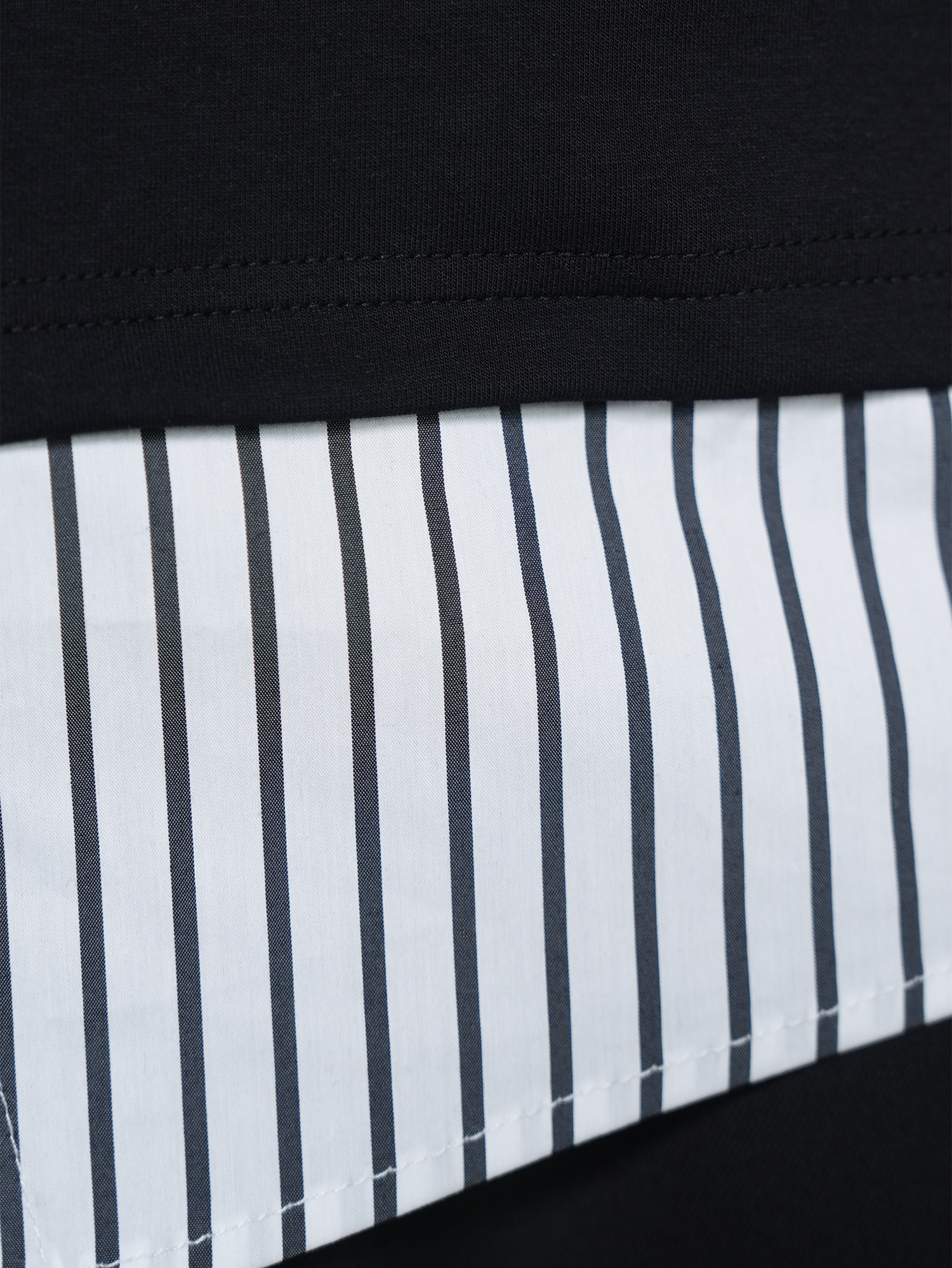VE2 Deconstructed Striped Spliced Polo Tee