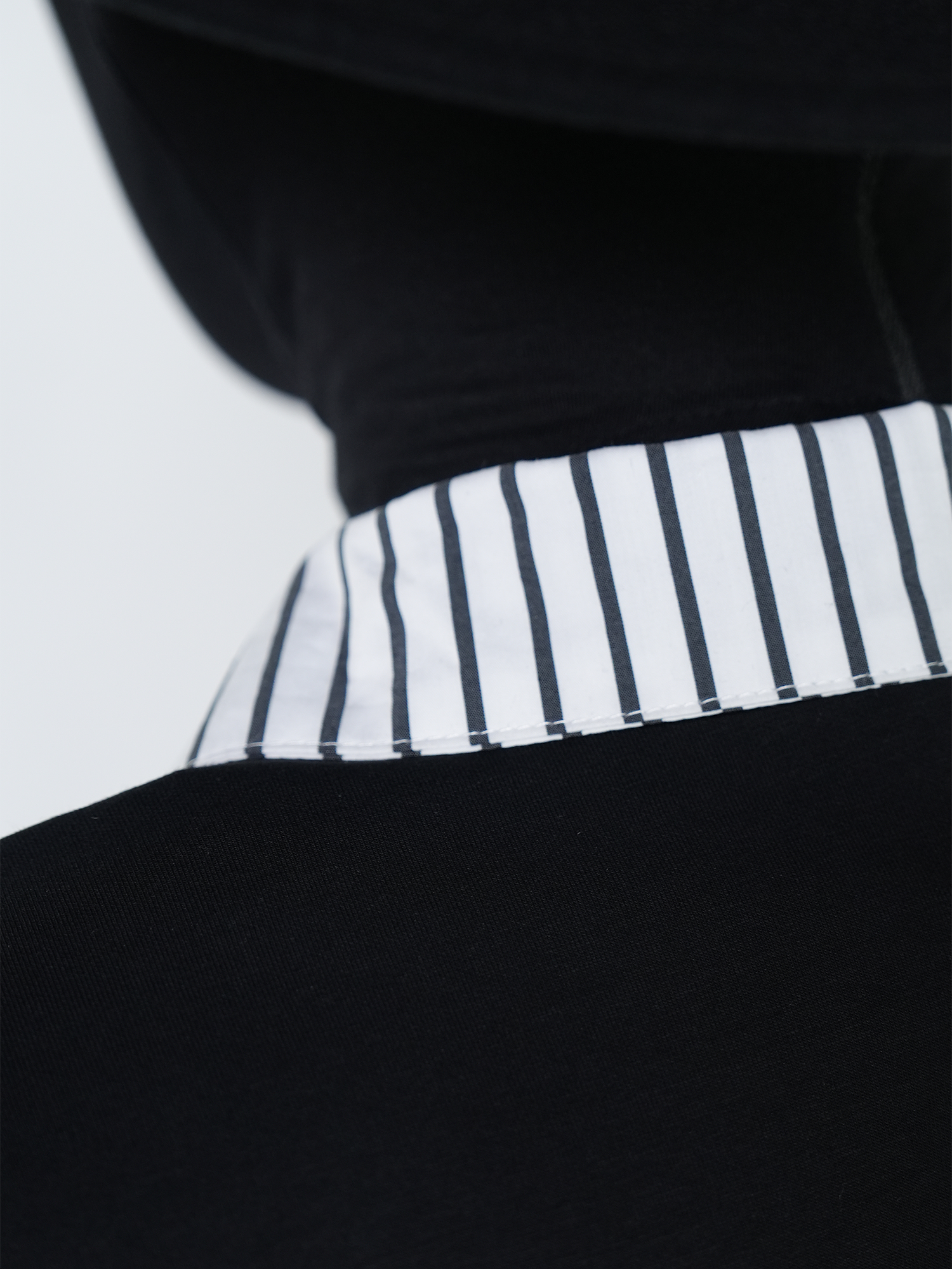 VE2 Deconstructed Striped Spliced Polo Tee