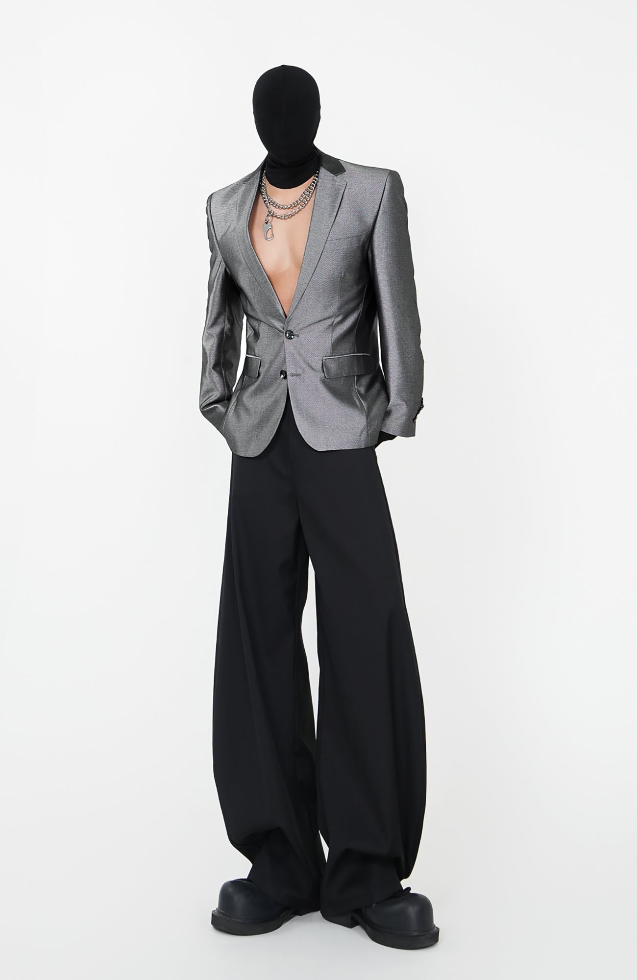 VE2 Metallic Finish Single-Breasted Blazer