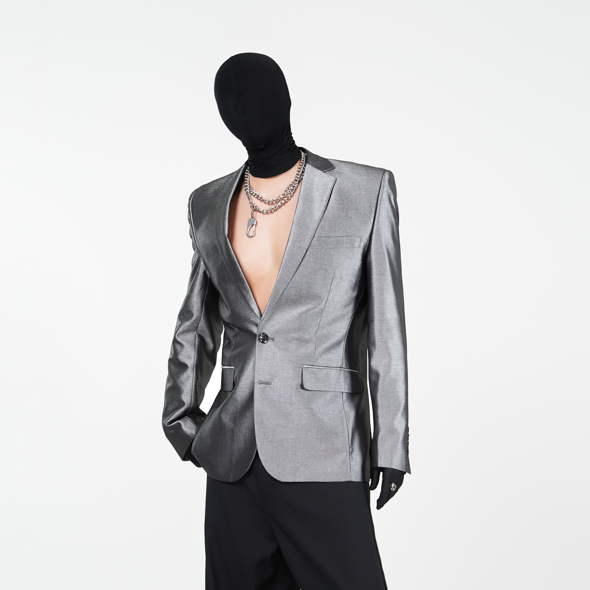 VE2 Metallic Finish Single-Breasted Blazer