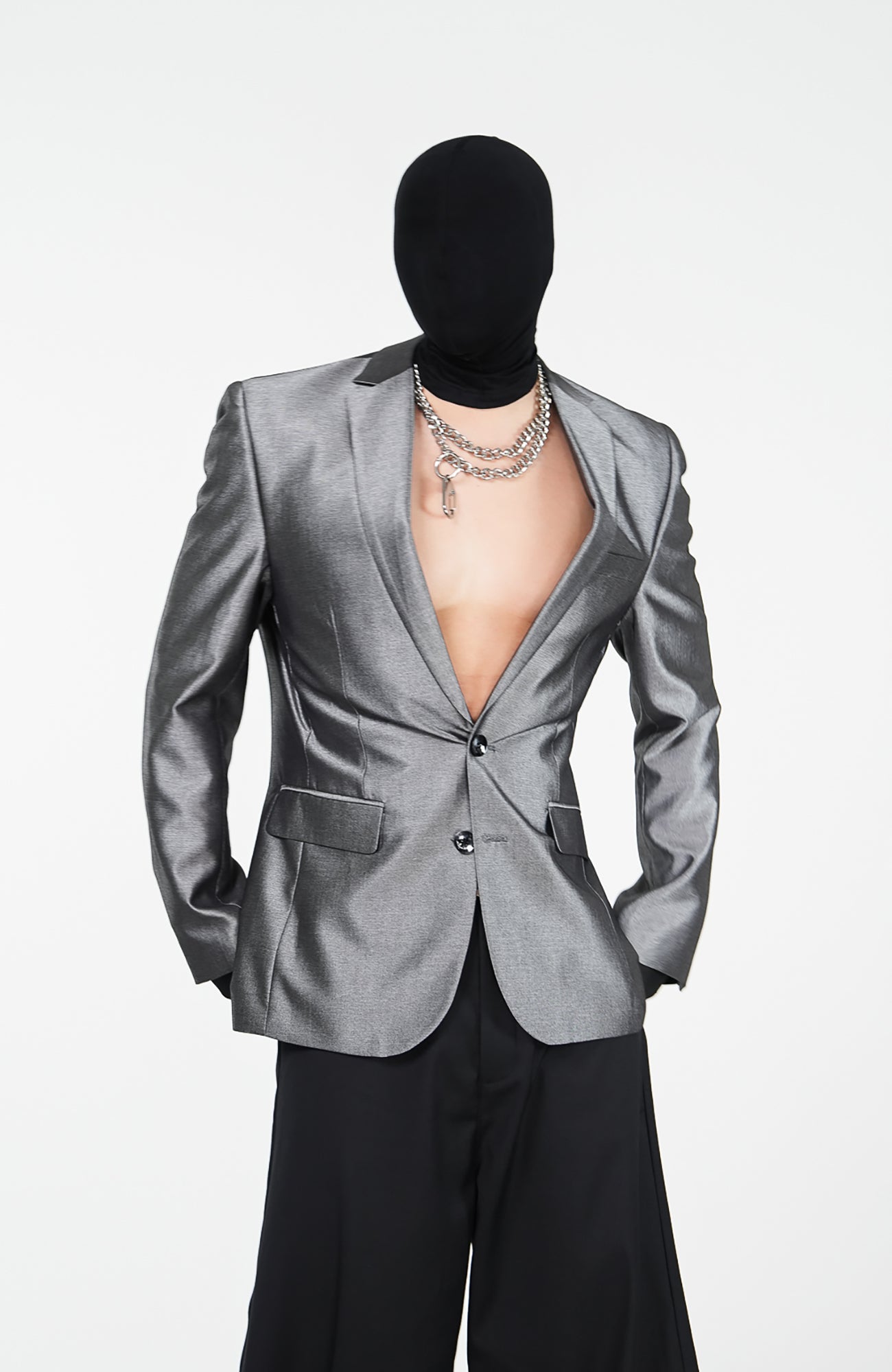 VE2 Metallic Finish Single-Breasted Blazer