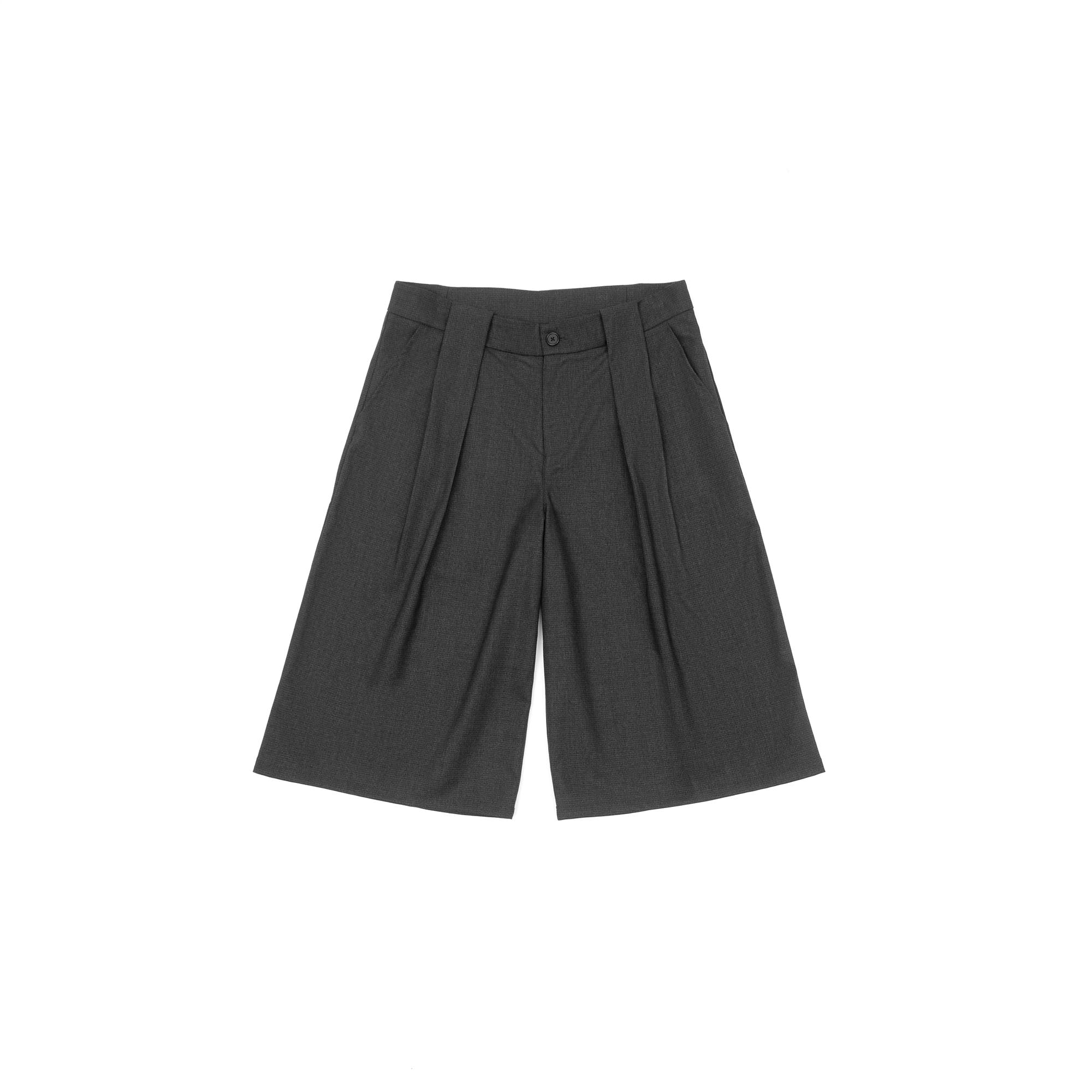 IN EXISTENCE Double-Pleated Mini Check Wide-Leg Shorts, premium urban and streetwear designers apparel on PROJECTISR.com, IN EXISTENCE