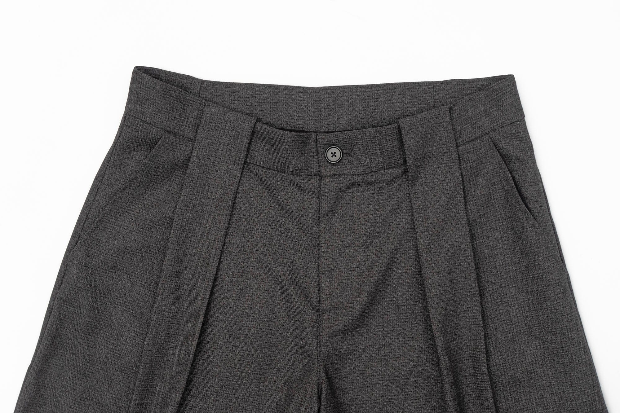 IN EXISTENCE Double-Pleated Mini Check Wide-Leg Shorts, premium urban and streetwear designers apparel on PROJECTISR.com, IN EXISTENCE