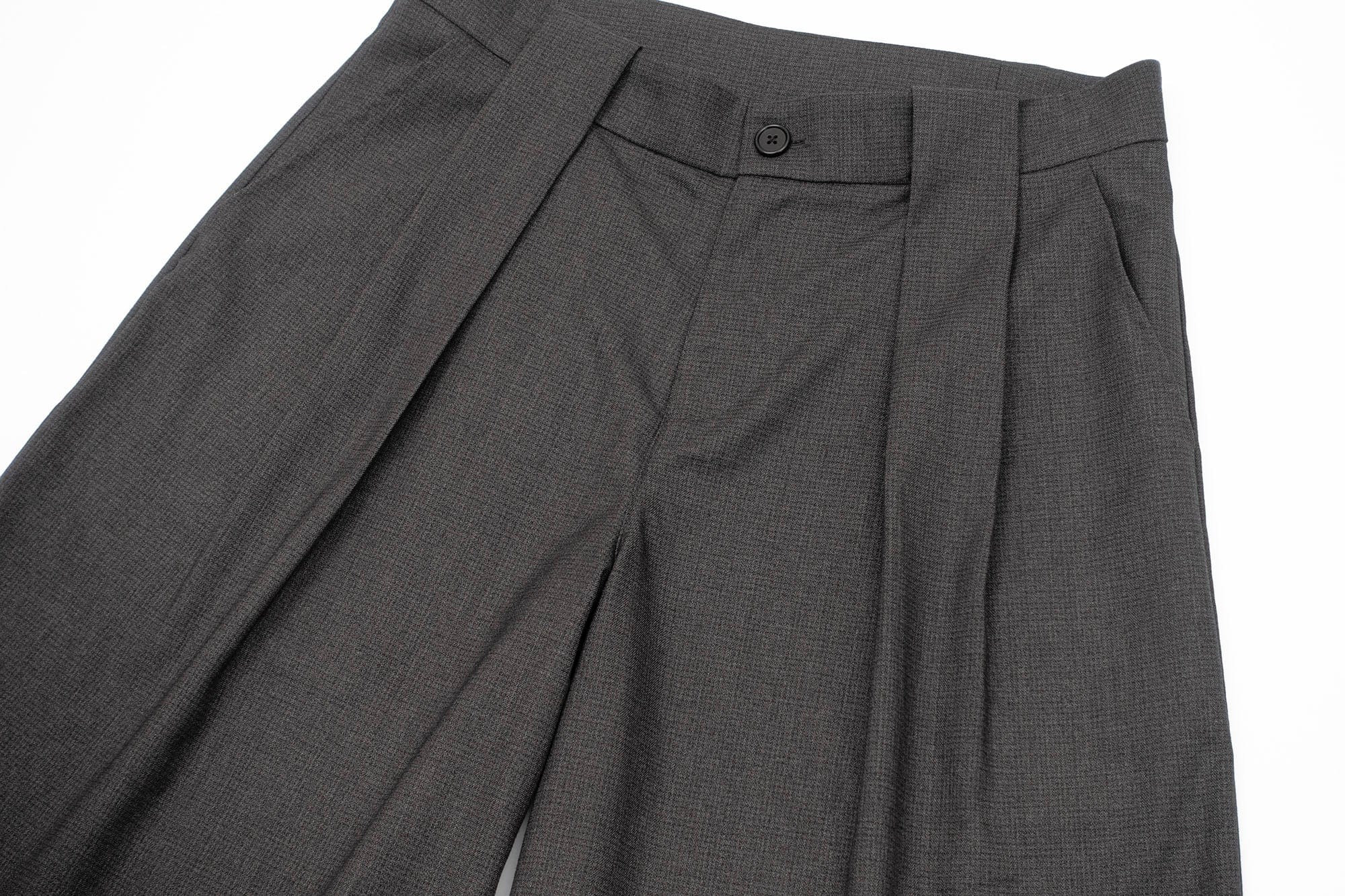 IN EXISTENCE Double-Pleated Mini Check Wide-Leg Shorts, premium urban and streetwear designers apparel on PROJECTISR.com, IN EXISTENCE