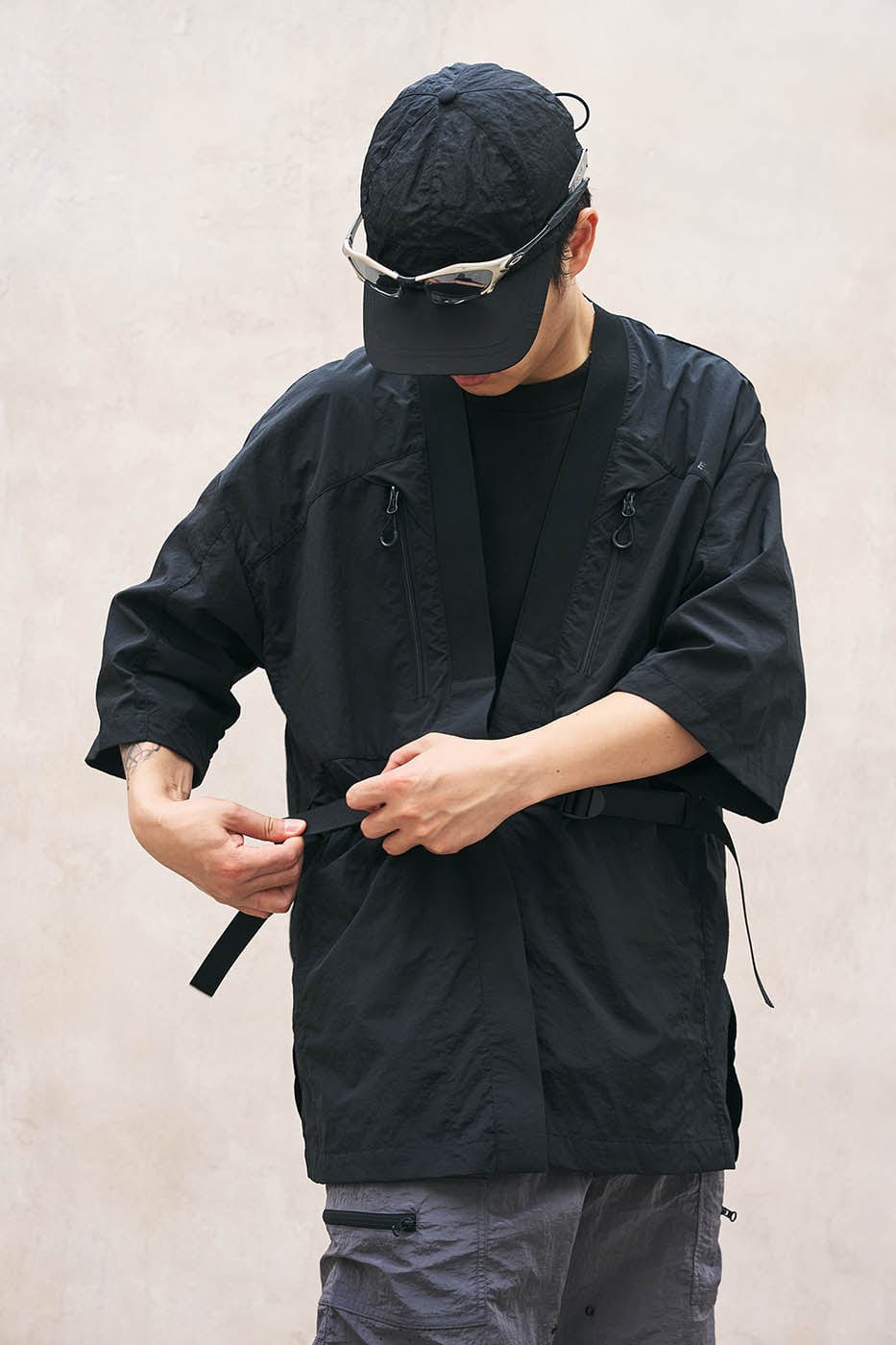 ENSHADOWER Modern Tactical Half-Sleeve Taoist Robe, premium urban and streetwear designers apparel on PROJECTISR.com, ENSHADOWER