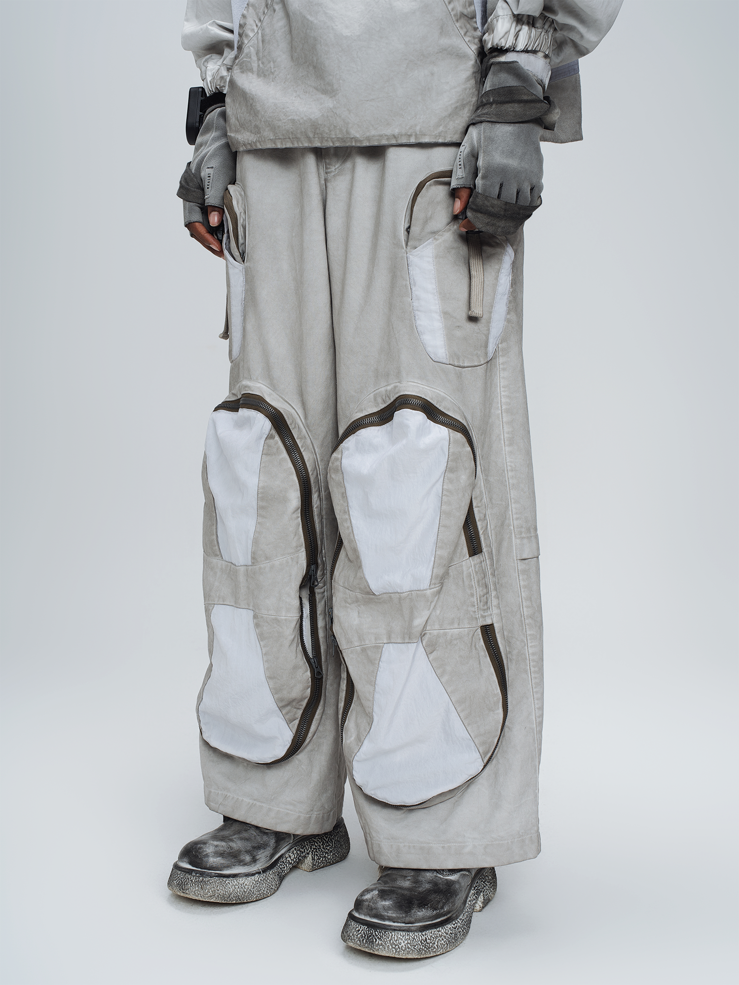 STEAM Multi-Pocket Spliced Parachute Cargo Pants