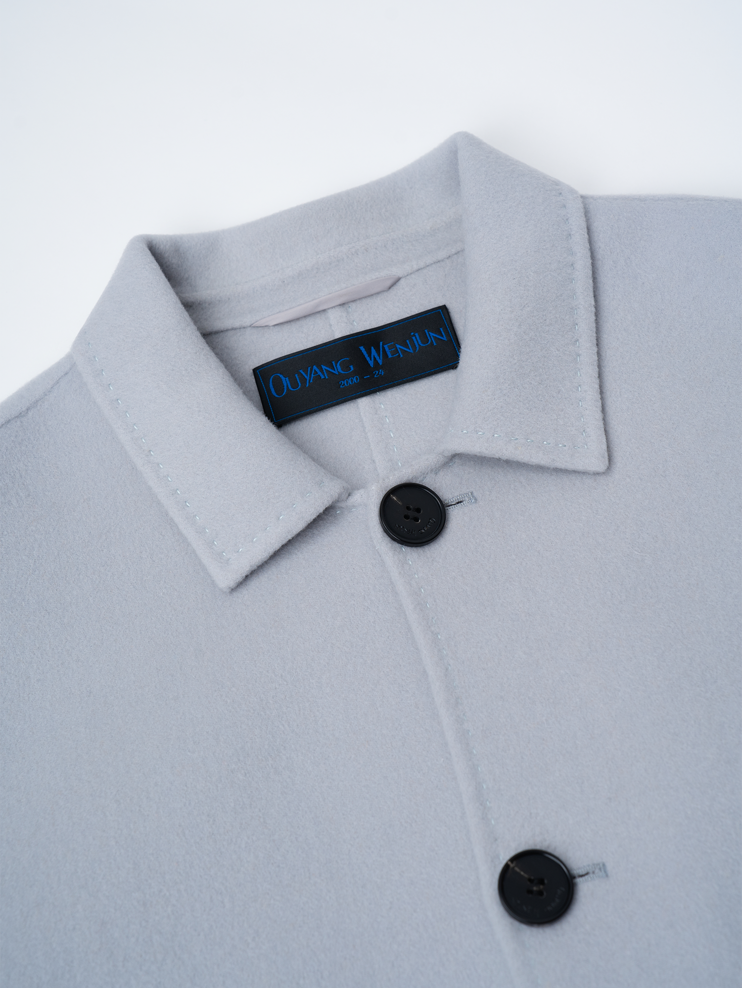 OUYANG WENJUN Minimal Wool Oversized Coat Light Gray