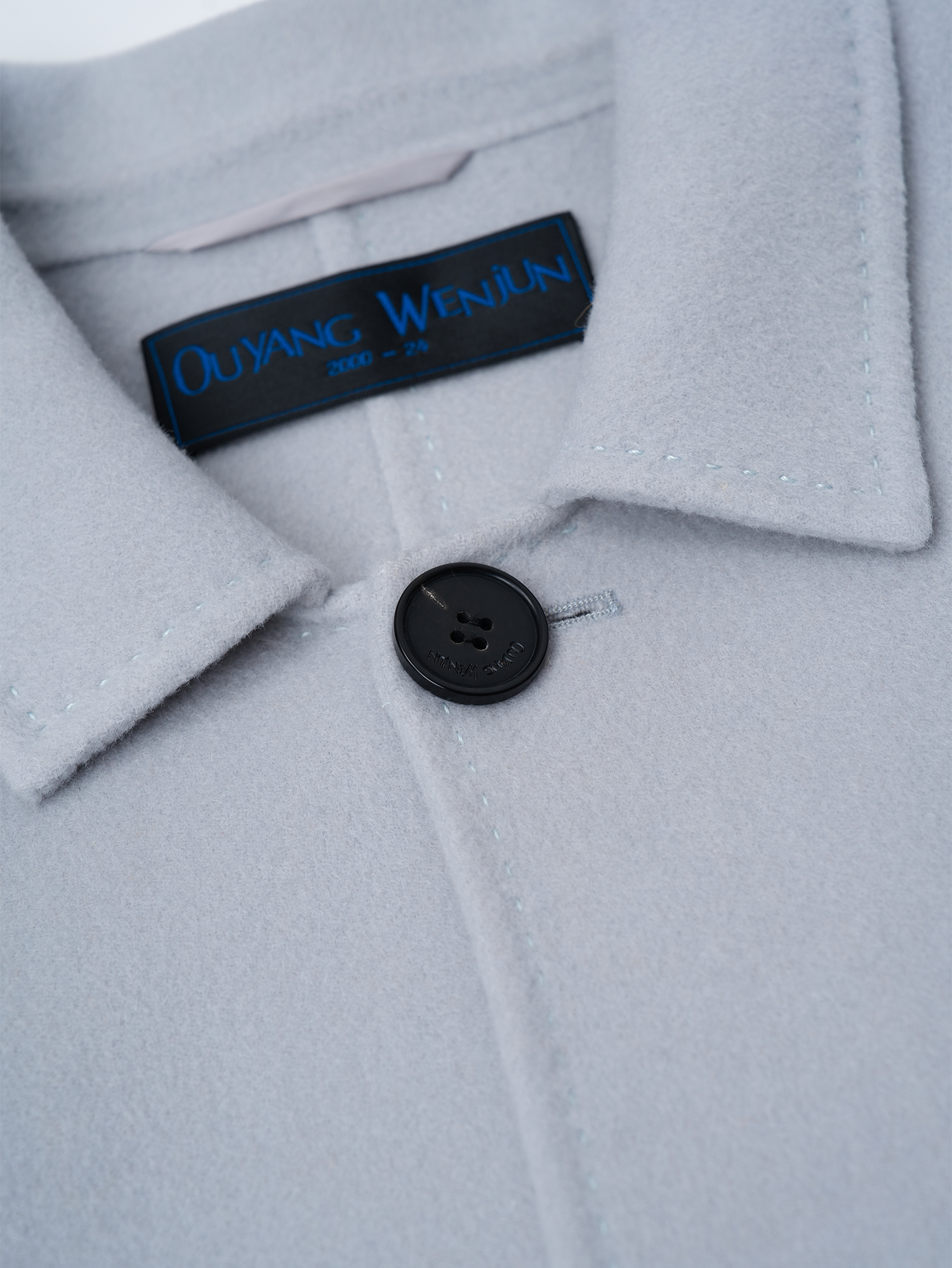 OUYANG WENJUN Minimal Wool Oversized Coat Light Gray