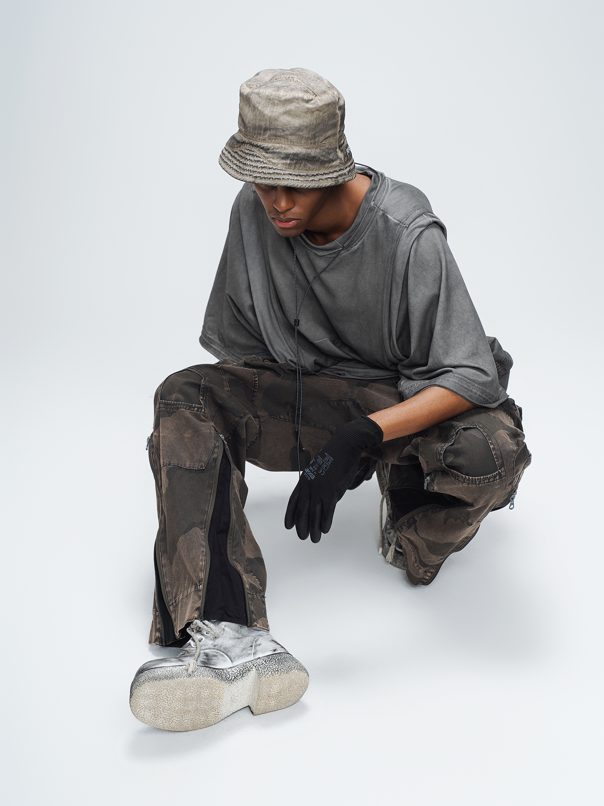 STEAM Washed Distressed Bucket Hat