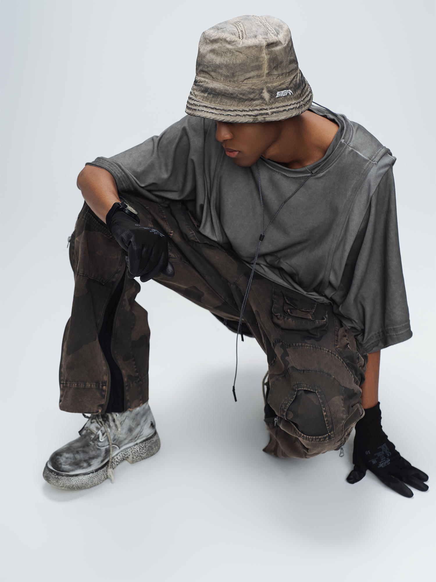 STEAM Washed Distressed Bucket Hat