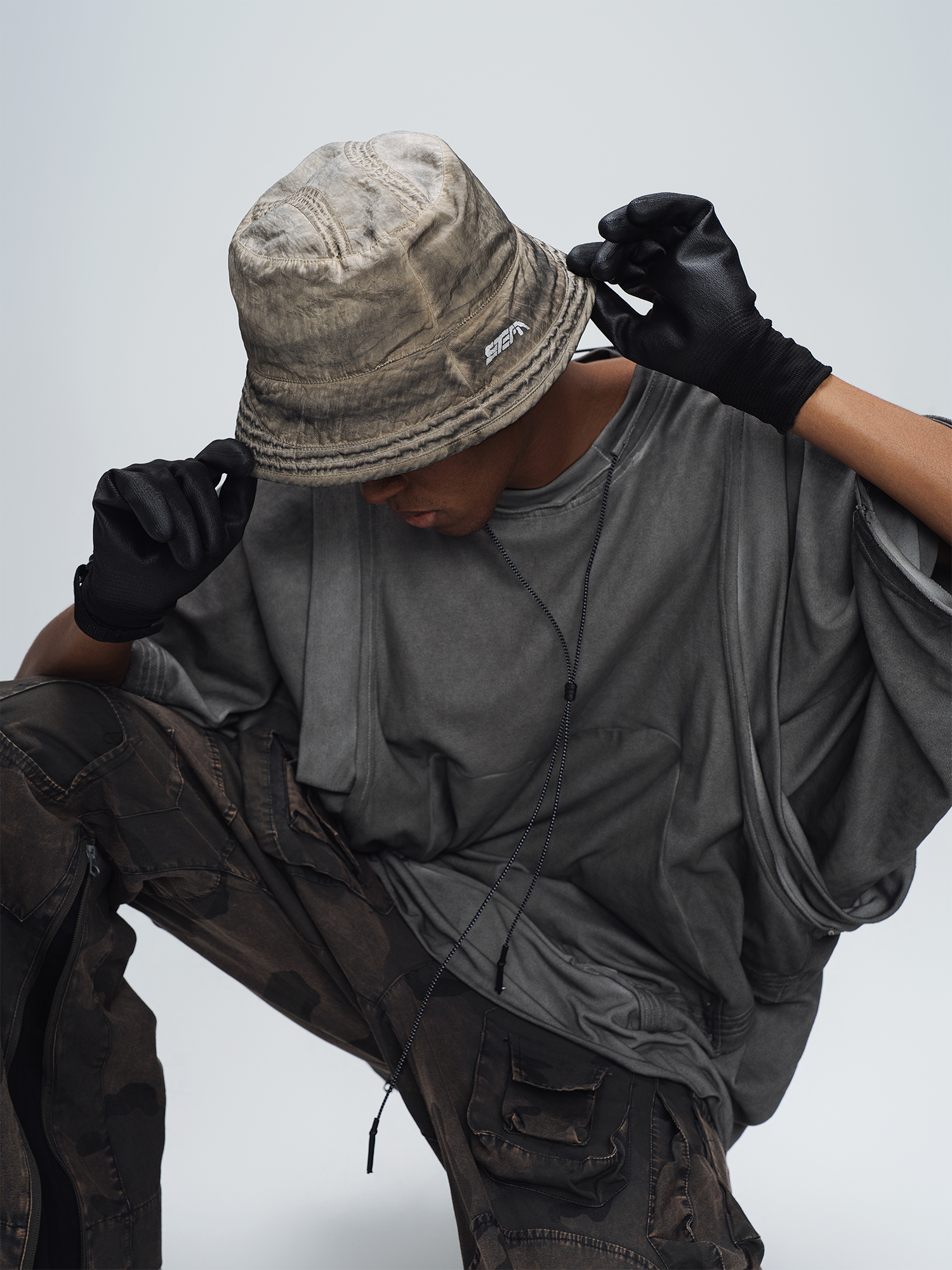 STEAM Washed Distressed Bucket Hat