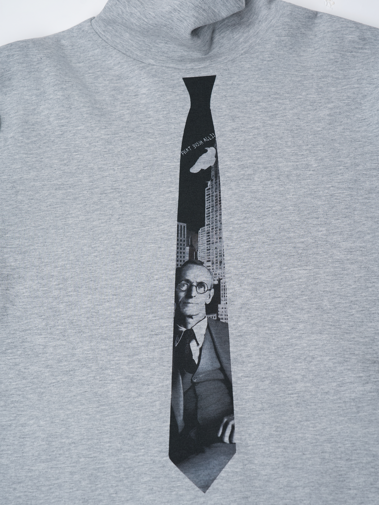 OUYANG WENJUN Tie-Graphic Turtleneck Long-Sleeve Tee