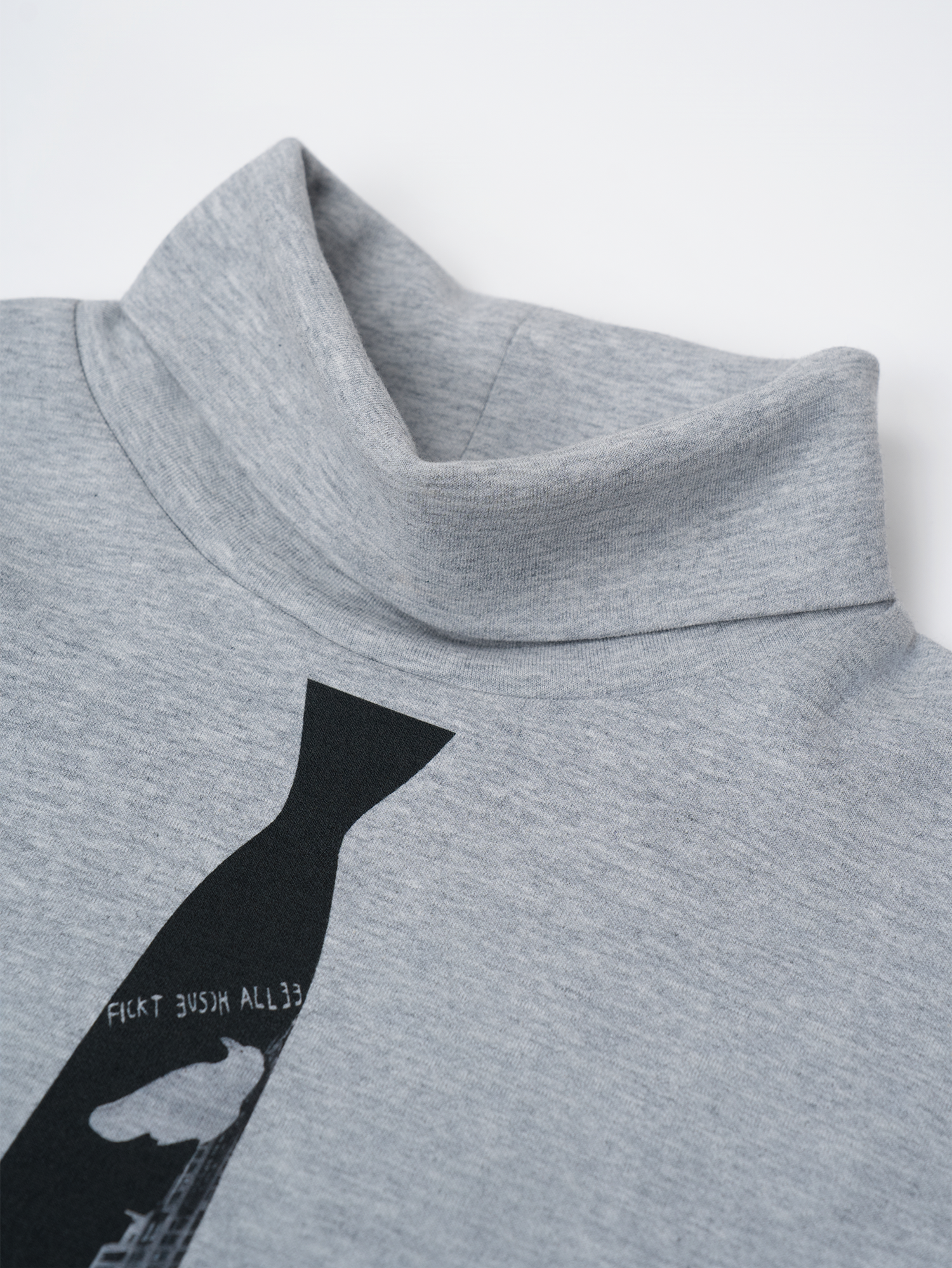 OUYANG WENJUN Tie-Graphic Turtleneck Long-Sleeve Tee