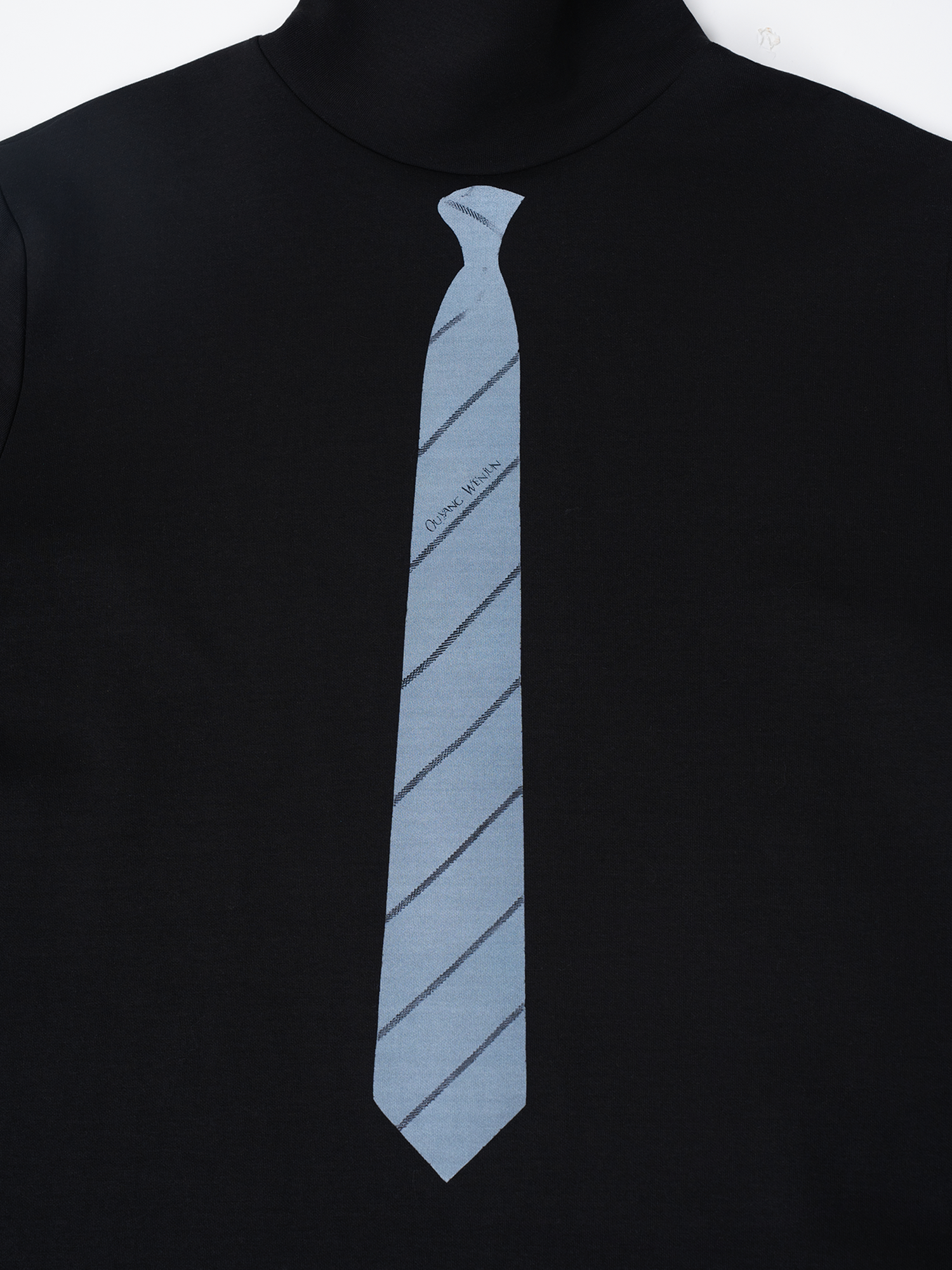 OUYANG WENJUN Stripes-Tie Graphic Turtleneck Long-Sleeve Tee