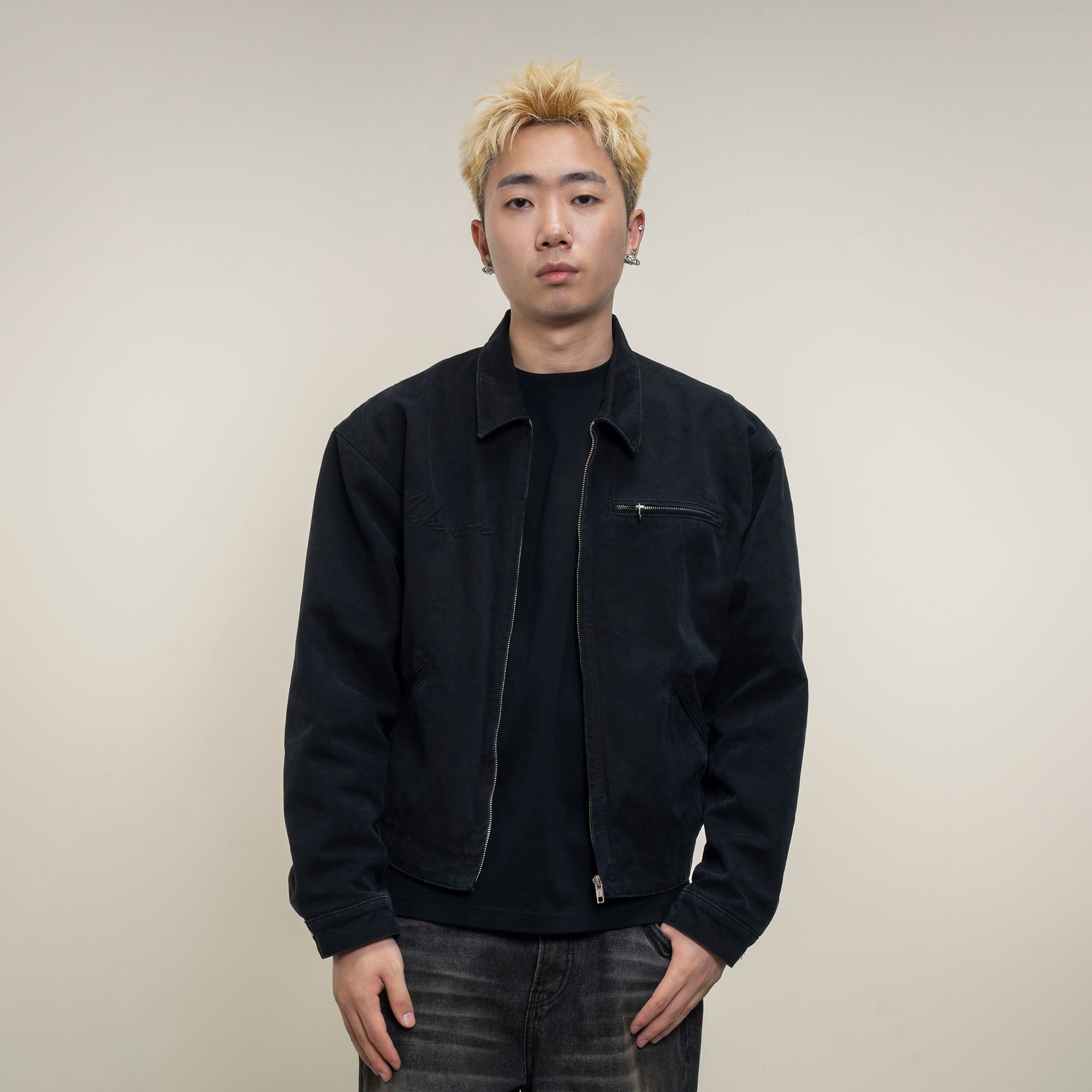 MAKEMORE Distressed Frayed Patch Utility Jacket, premium urban and streetwear designers apparel on PROJECTISR.com, MAKEMORE