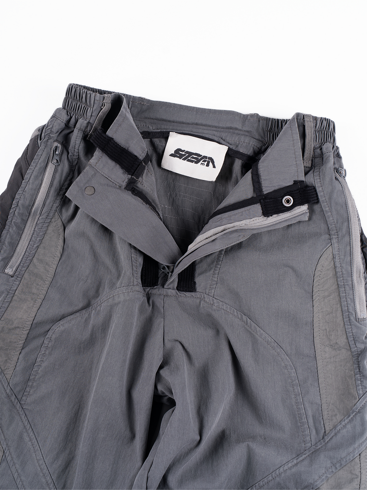 STEAM Deconstructed Zippered Spliced Wide-Leg Cargo Pants