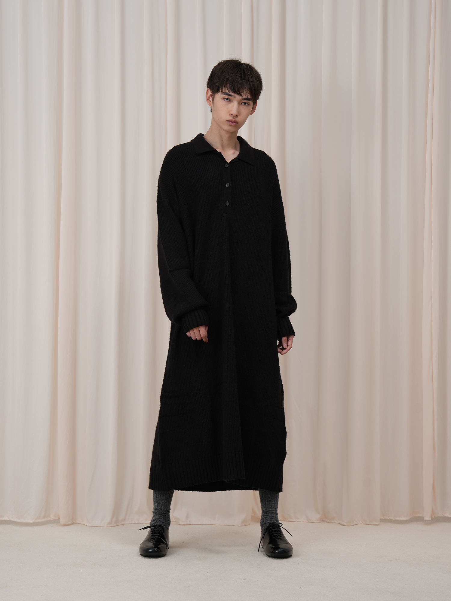 OUYANG WENJUN Half-Placket Oversized Sweater, premium urban and streetwear designers apparel on PROJECTISR.com, OUYANG WENJUN