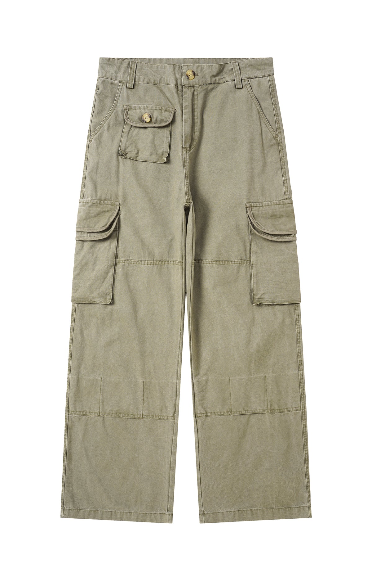 BOTANICA Washed Multi-Pocket Straight-Leg Cargo Jeans