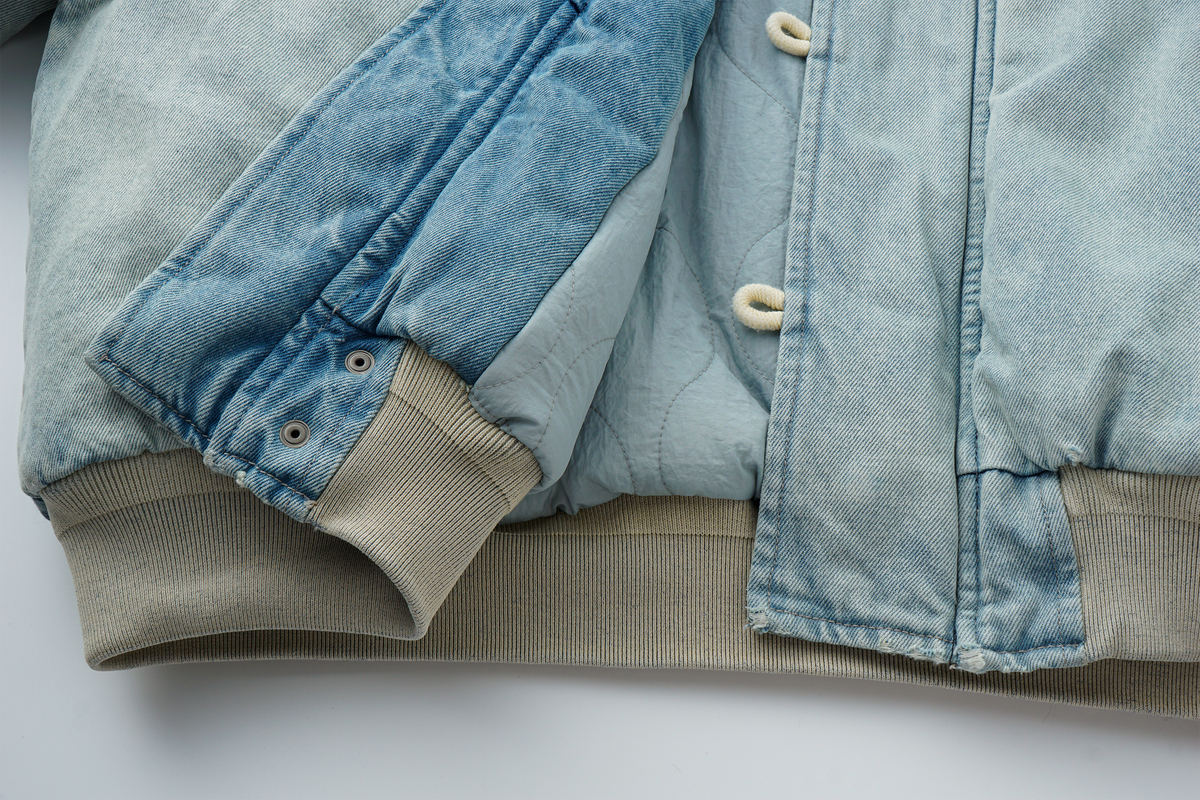 AVINMADE Denim Fur-Trimmed Hooded Bomber Jacket