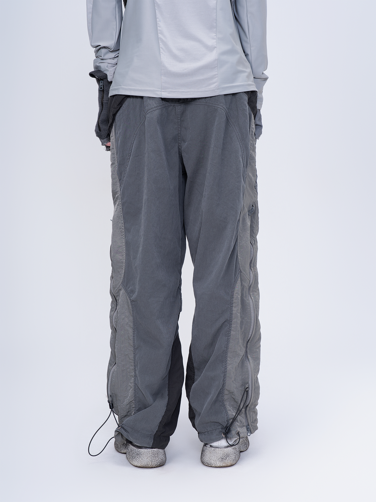 STEAM Deconstructed Zippered Spliced Wide-Leg Cargo Pants
