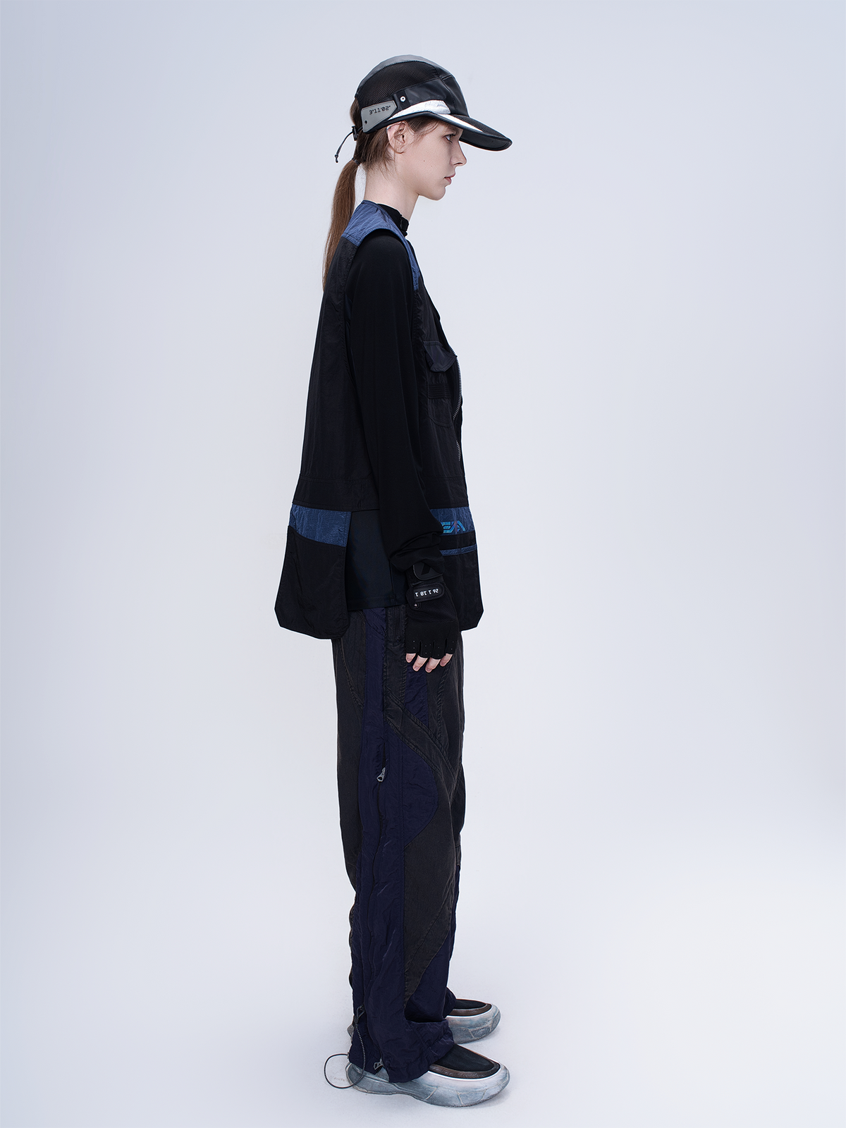 STEAM Deconstructed Zippered Spliced Wide-Leg Cargo Pants