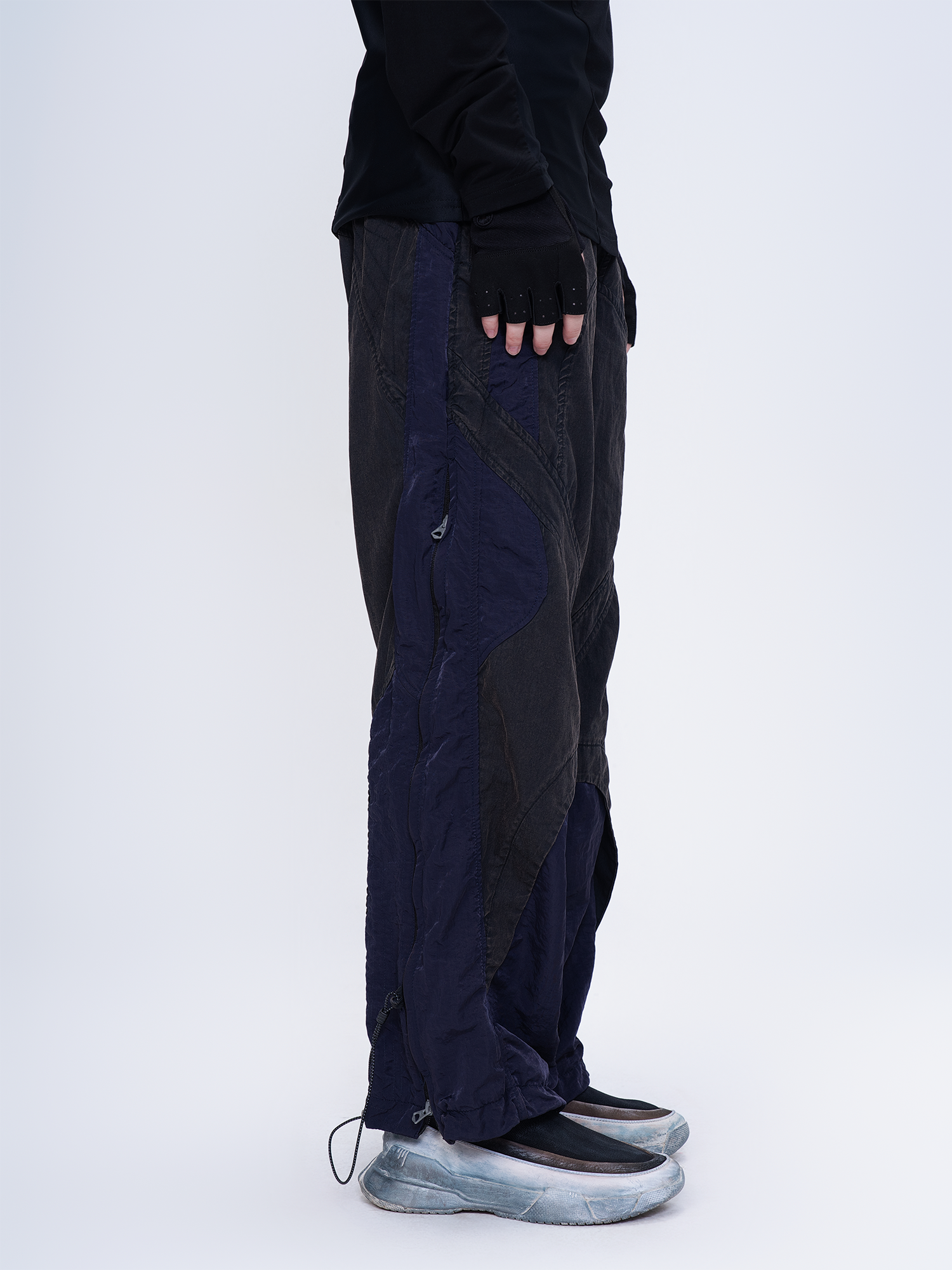 STEAM Deconstructed Zippered Spliced Wide-Leg Cargo Pants