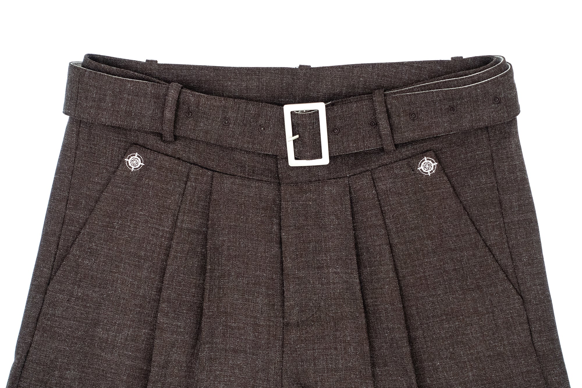 IN EXISTENCE Pleated Belted Wide-Leg Trousers