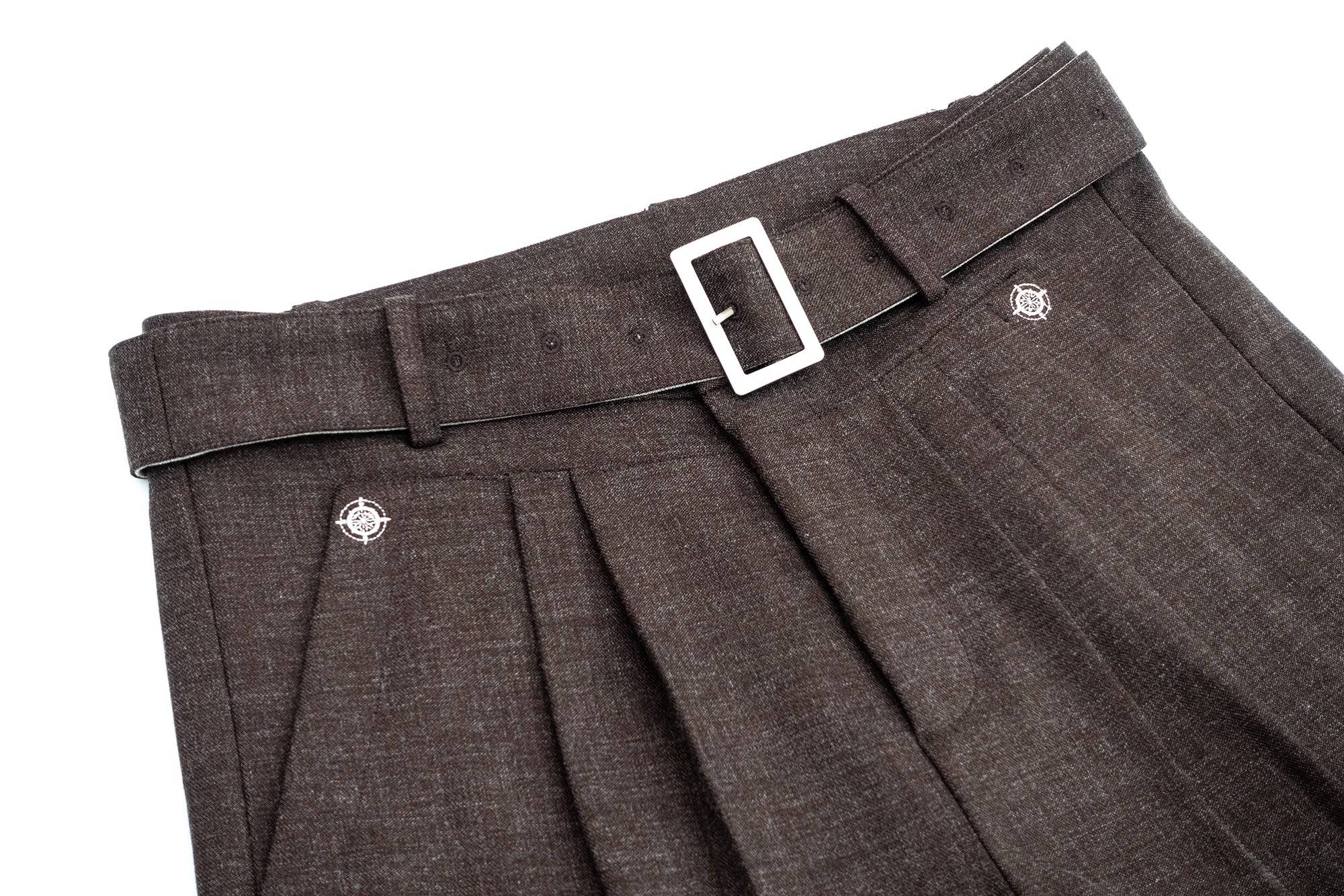 IN EXISTENCE Pleated Belted Wide-Leg Trousers