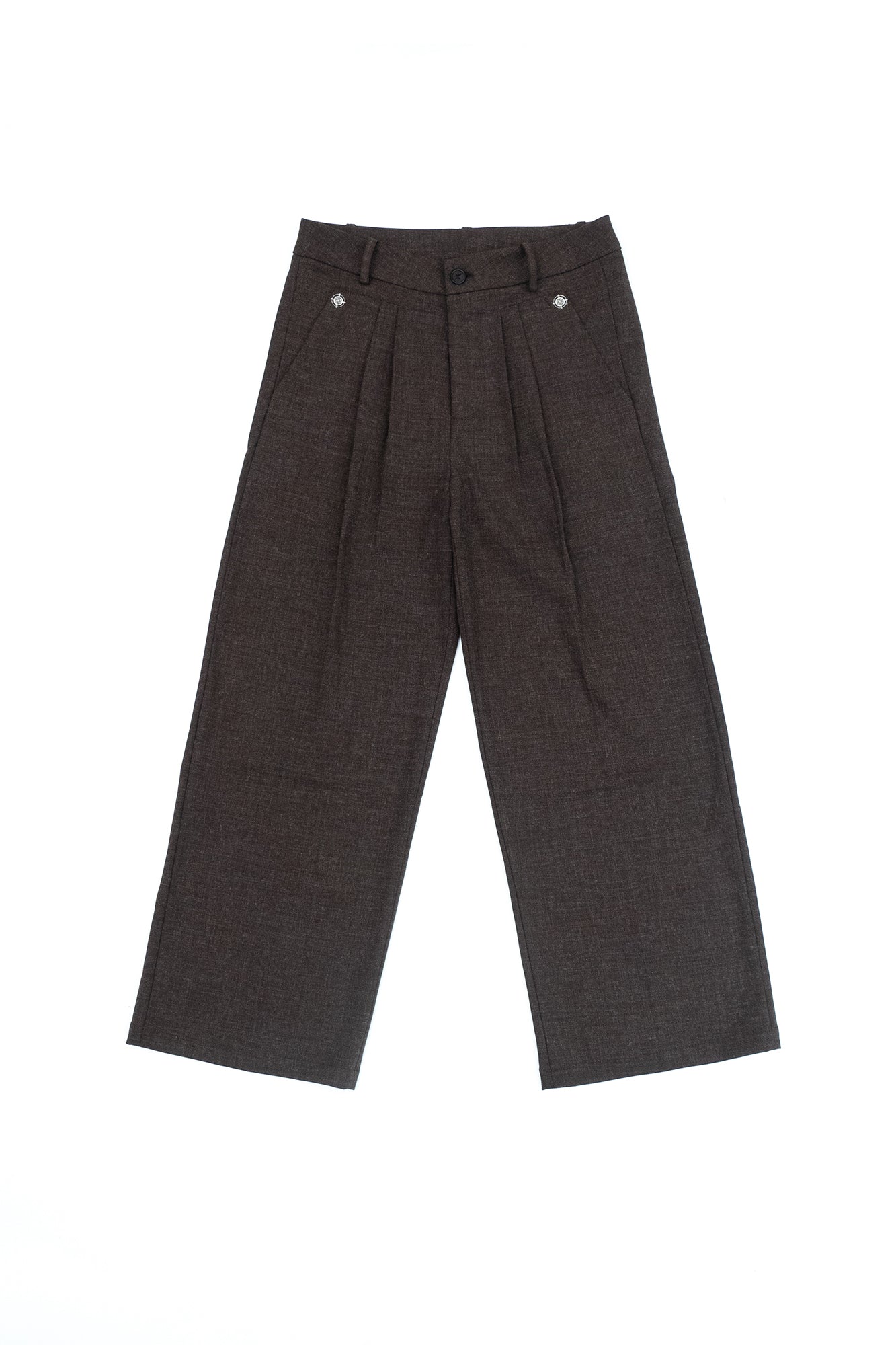 IN EXISTENCE Pleated Belted Wide-Leg Trousers