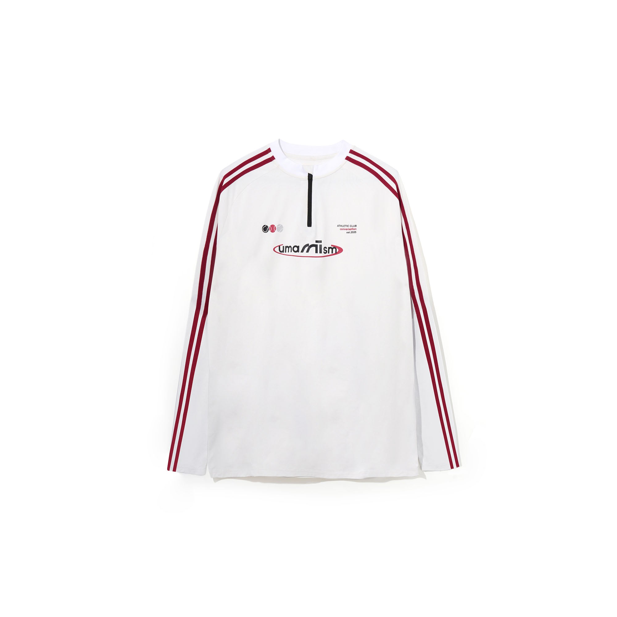 UMAMIISM Side Stripe Mesh-Panel Quick-Dry Long-Sleeve Tee, premium urban and streetwear designers apparel on PROJECTISR.com, UMAMIISM
