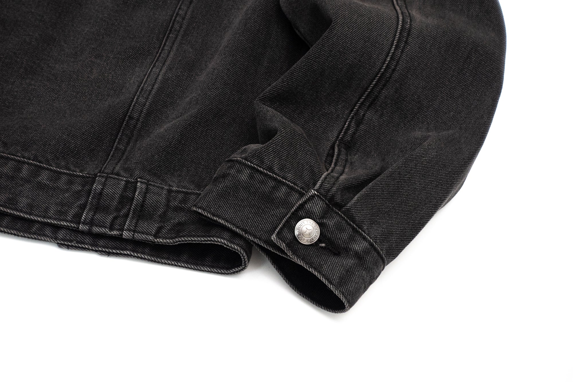 IN EXISTENCE Frayed PU Collar Denim Jacket