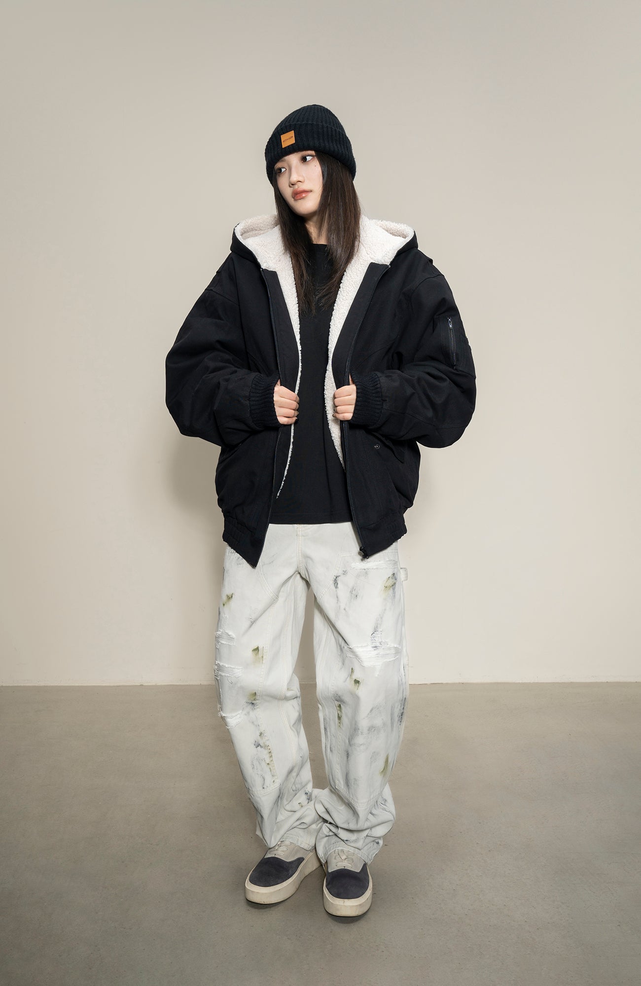MAKEMORE Sherpa-Lined Canvas Hooded Jacket
