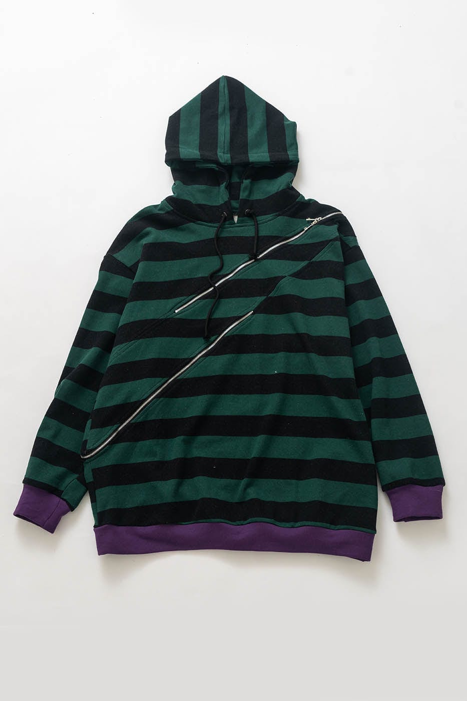 KADAKADA Diagonal Zipped Striped Hoodie, premium urban and streetwear designers apparel on PROJECTISR.com, KADAKADA