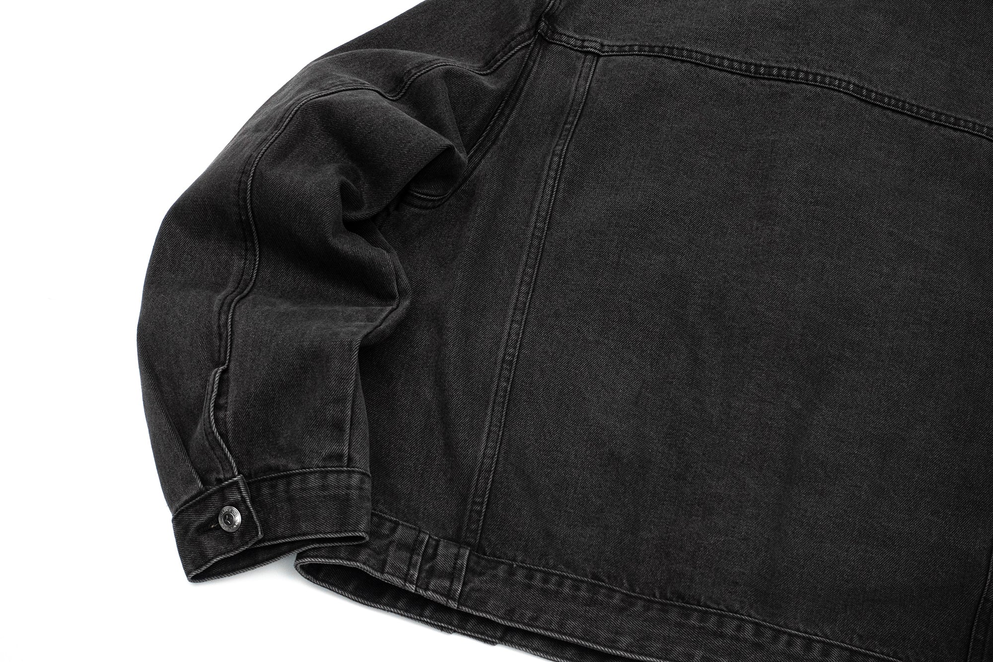 IN EXISTENCE Frayed PU Collar Denim Jacket