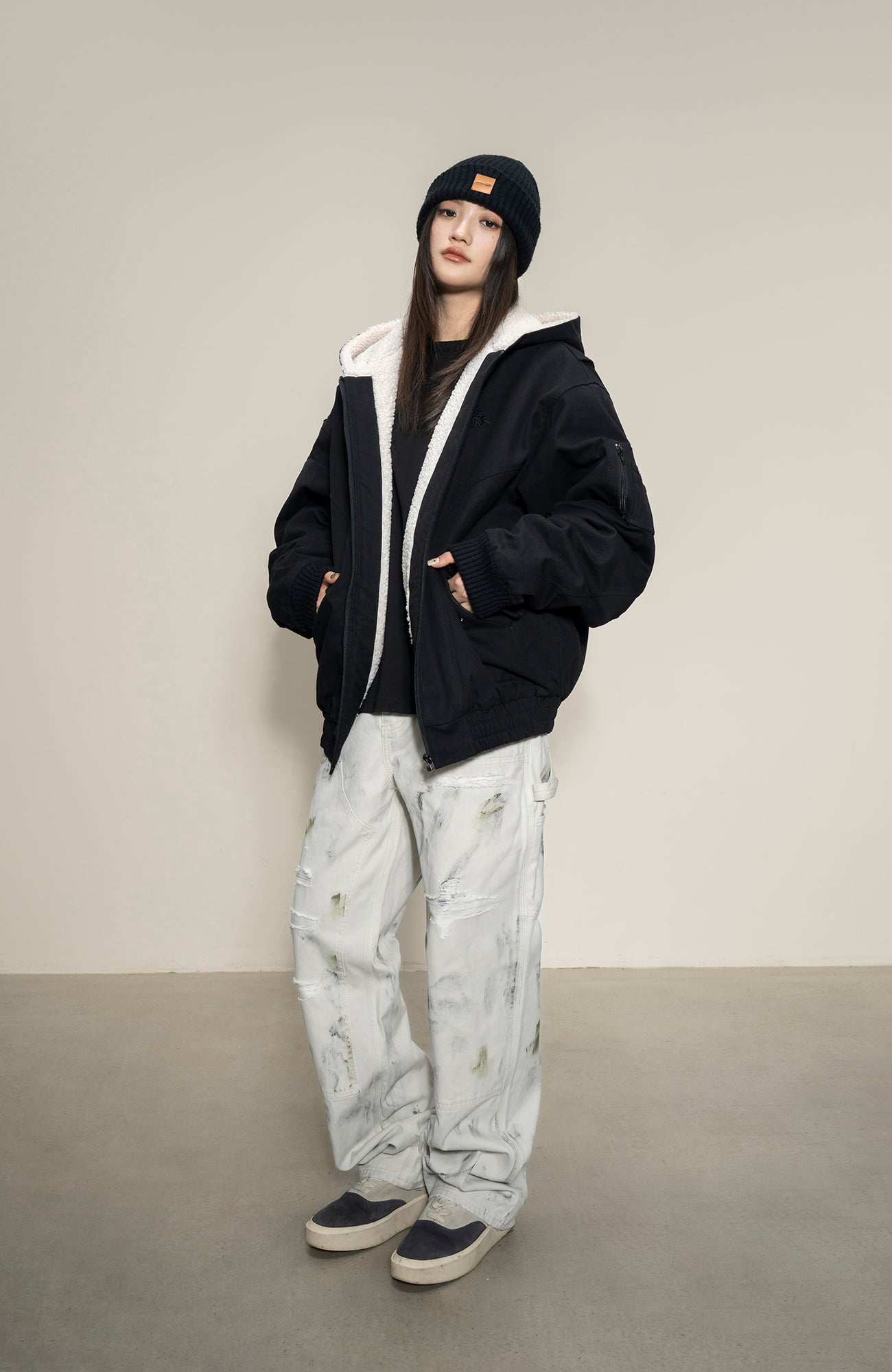 MAKEMORE Sherpa-Lined Canvas Hooded Jacket